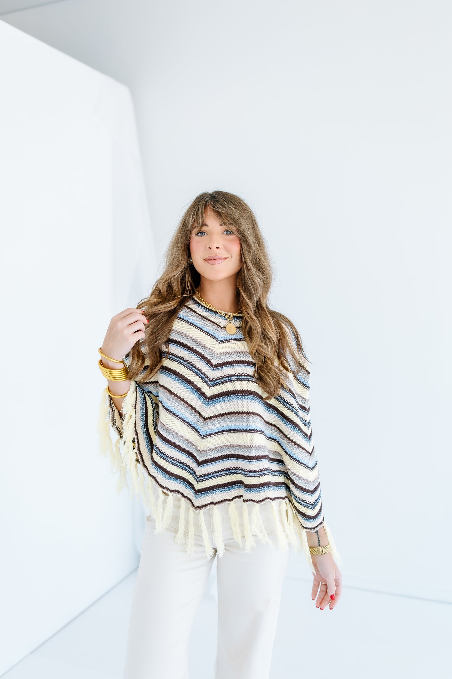 ALL YOU CAN DO STRIPE PONCHO