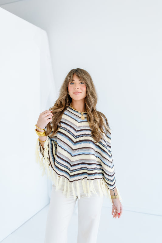 ALL YOU CAN DO STRIPE PONCHO