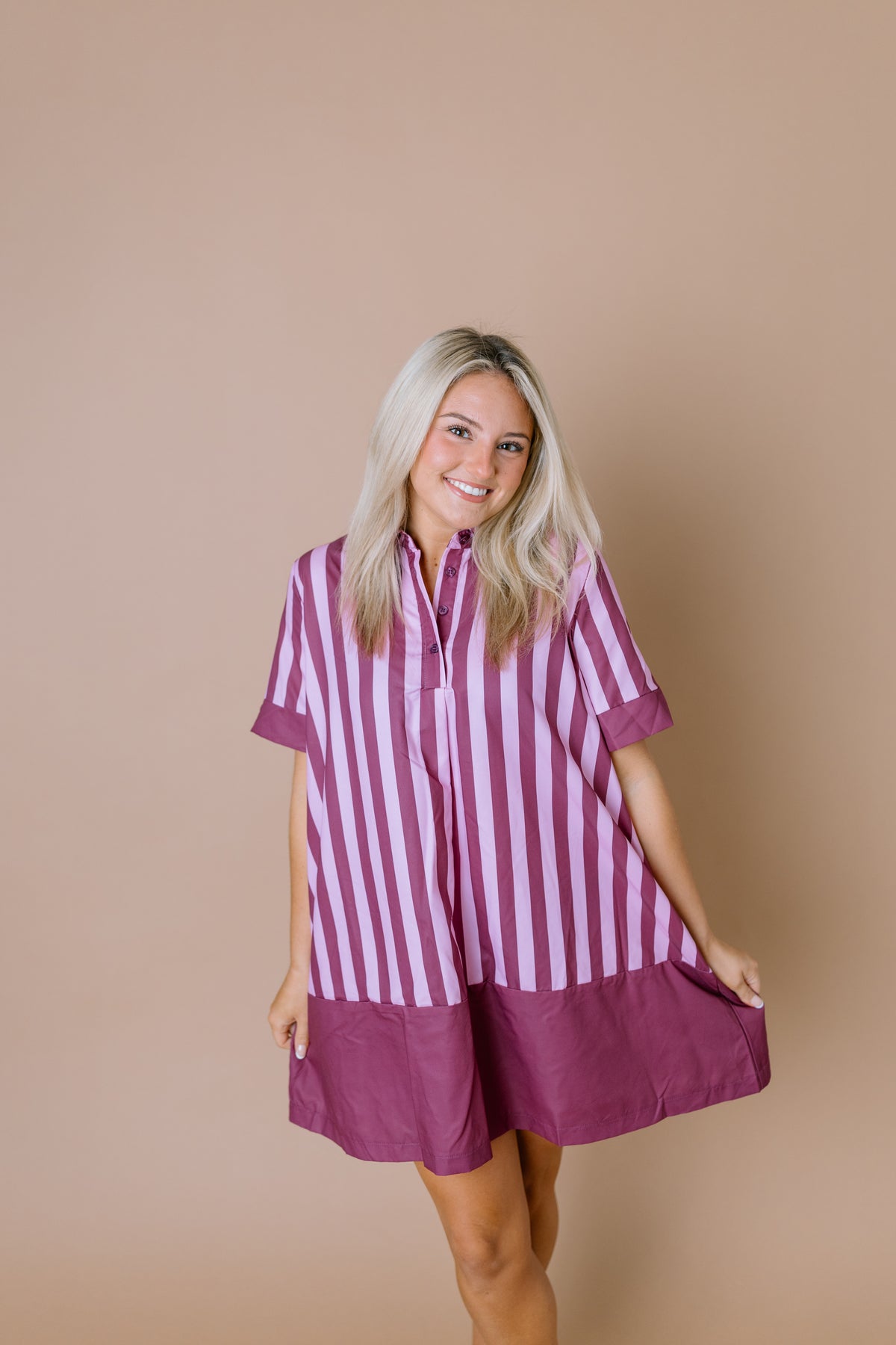 ALL I KNOW STRIPE MINI DRESS