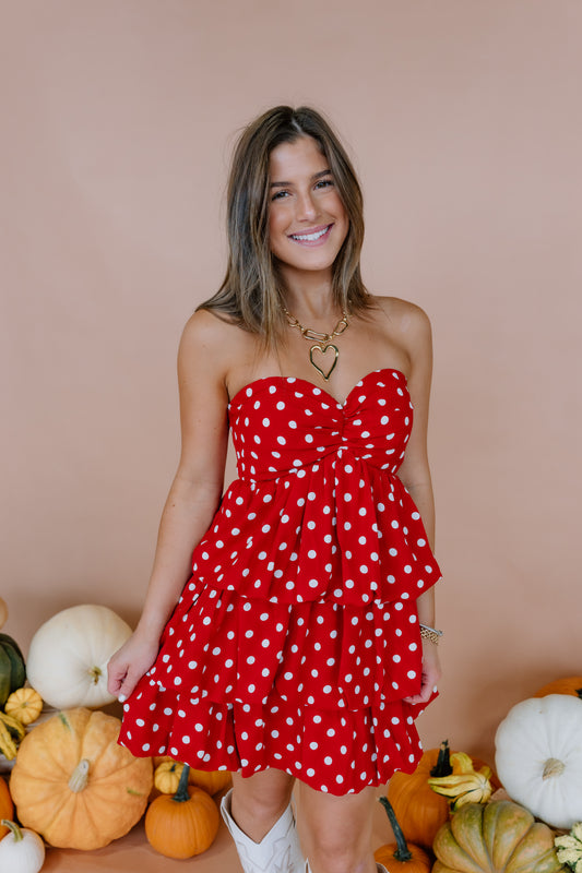 POLKA DOT TIERED BUBBLE DRESS