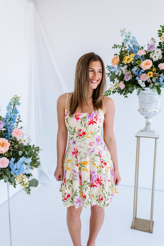 SIENNA FLORAL FLARE MINI DRESS