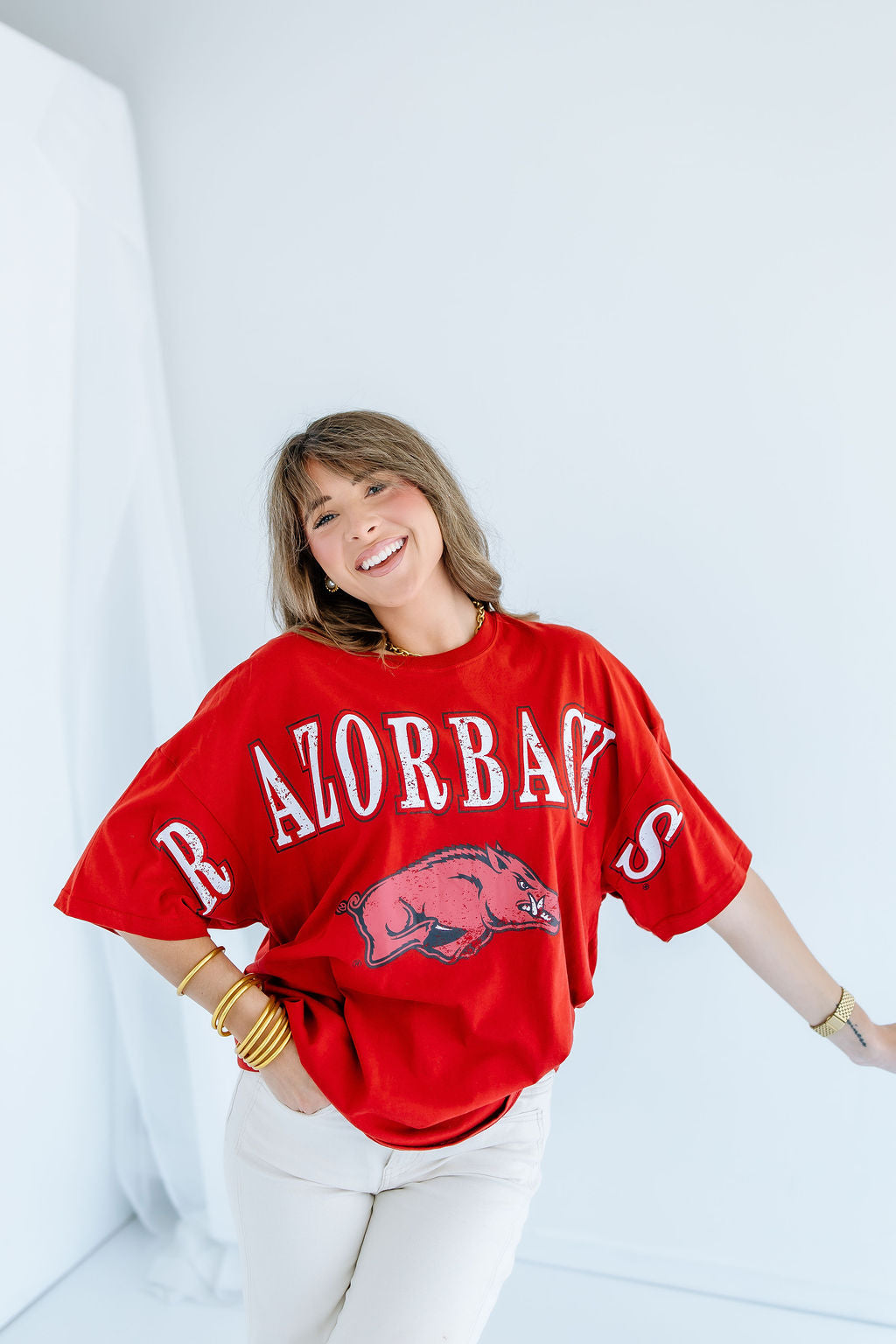 Arkansas Southern Split Oversized Band Tee