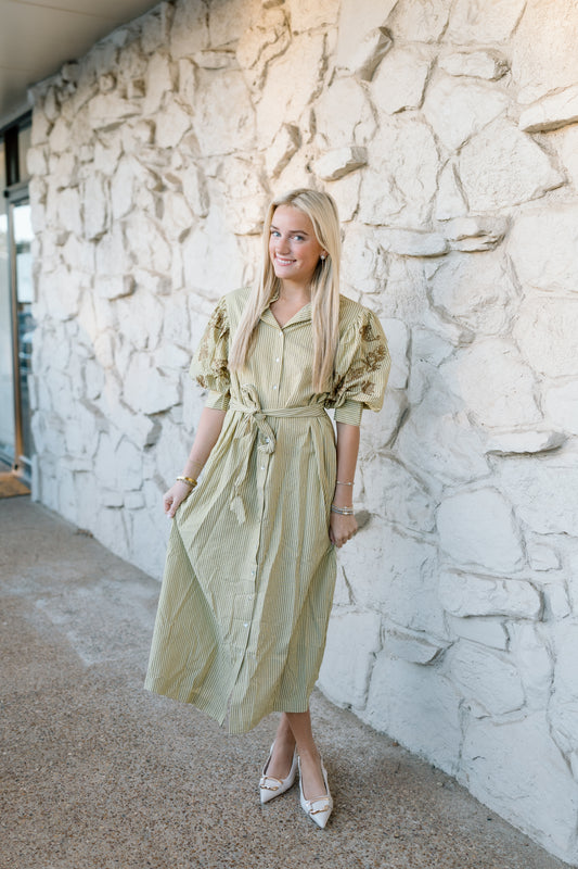 HAD TIME PUFF SLEEVE STRIPE MINI DRESS