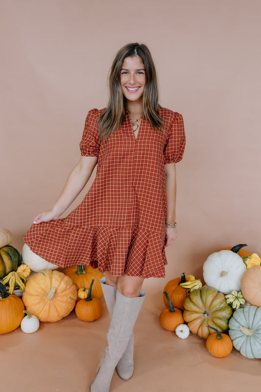 PUMPKIN PATCH PLAID DRESS