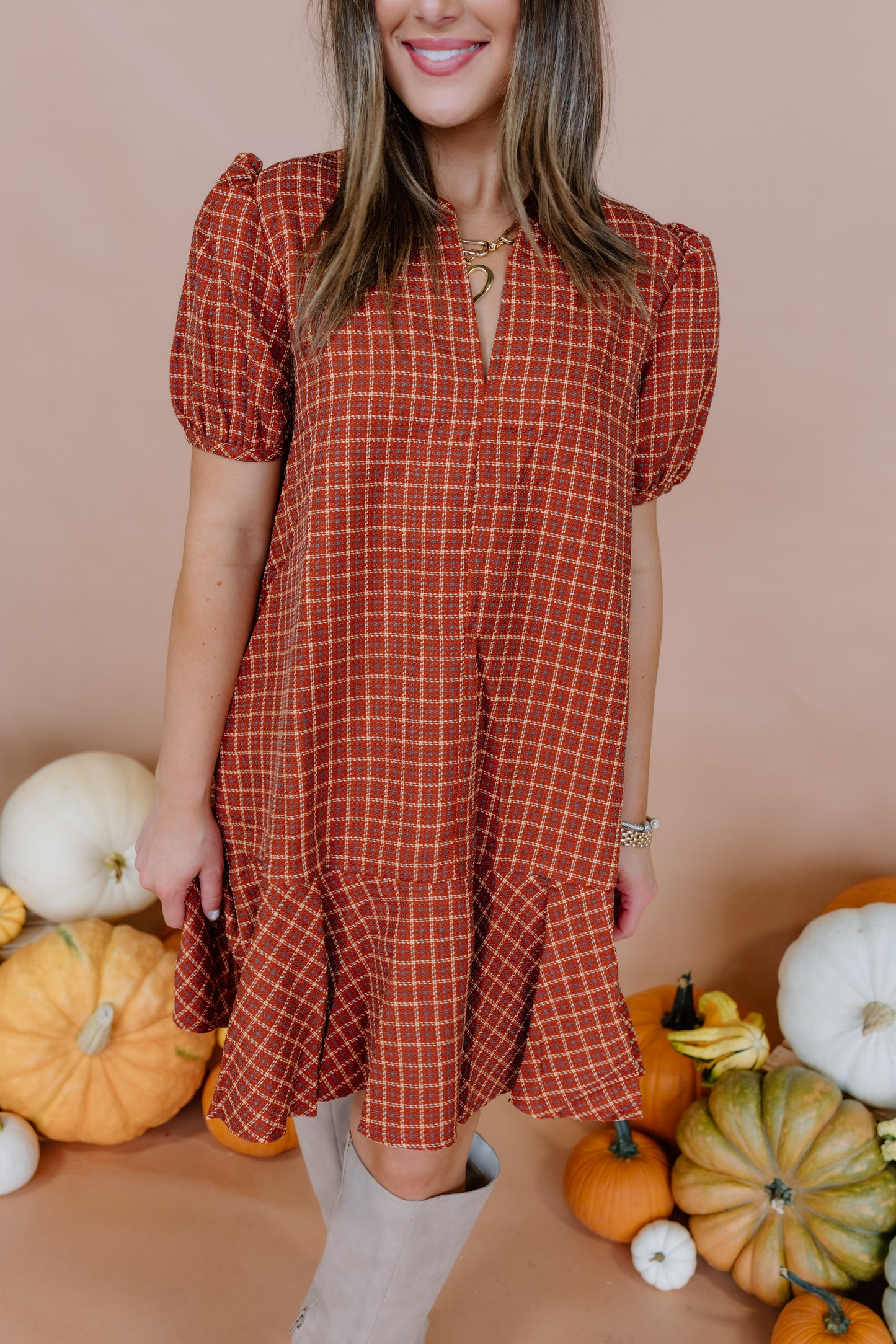 PUMPKIN PATCH PLAID DRESS