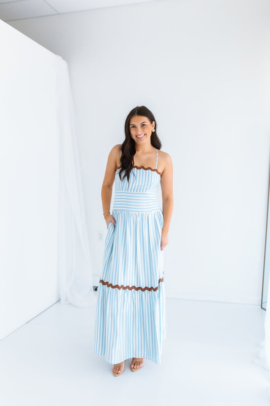 COCO BLUE STRIPE MAXI DRESS