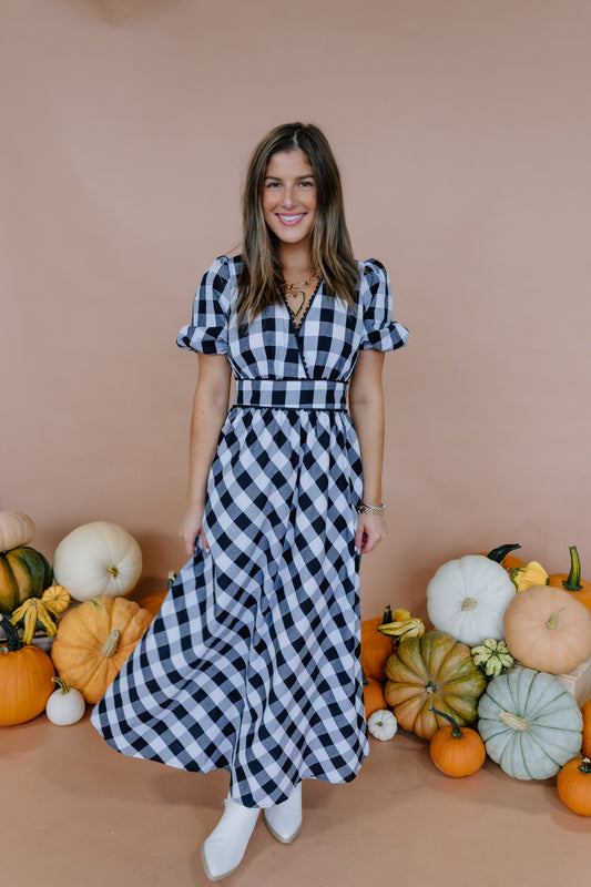 GINGHAM GRACE MIDI DRESS