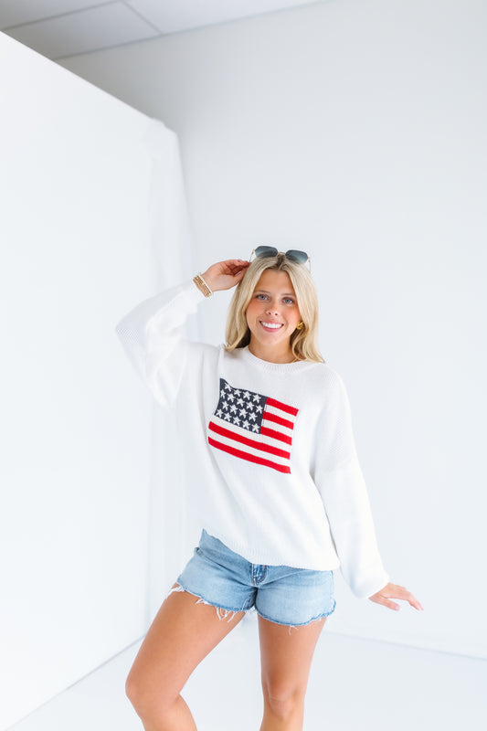 FLAG ROUND NECK OVERSIZED SWEATER