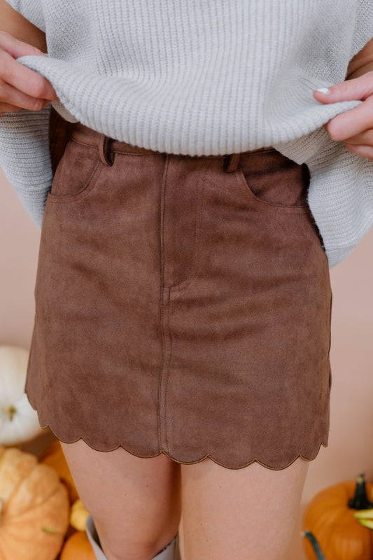 TAY SUEDE SCALLOP SKIRT