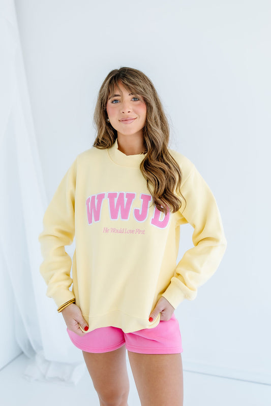 WWJD YELLOW MOCKNECK CREW