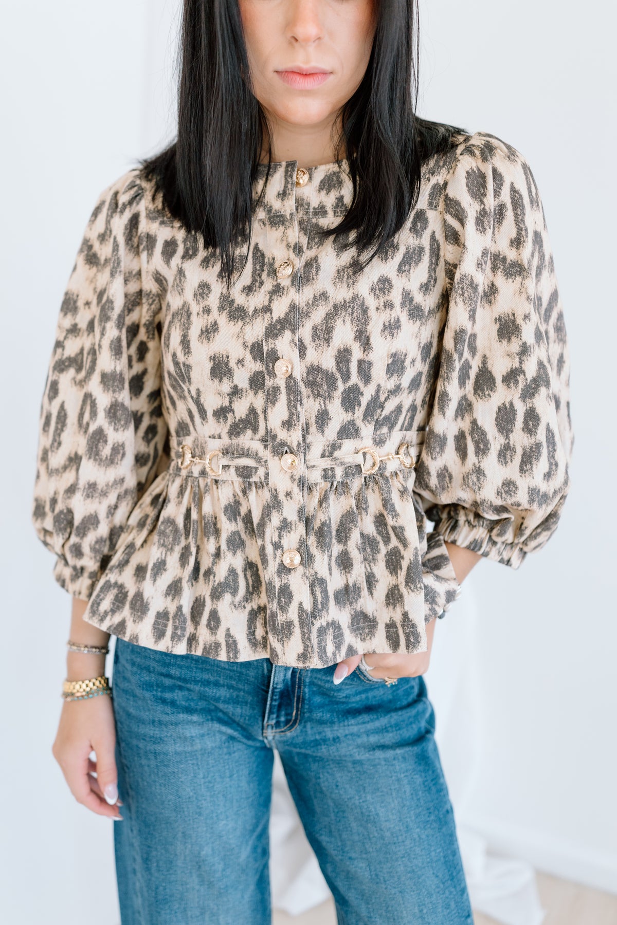 LEOPARD GOLD DETAIL TOP