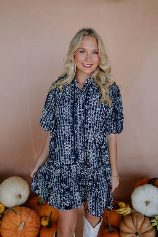 EMBROIDERED MINI SHIRT DRESS