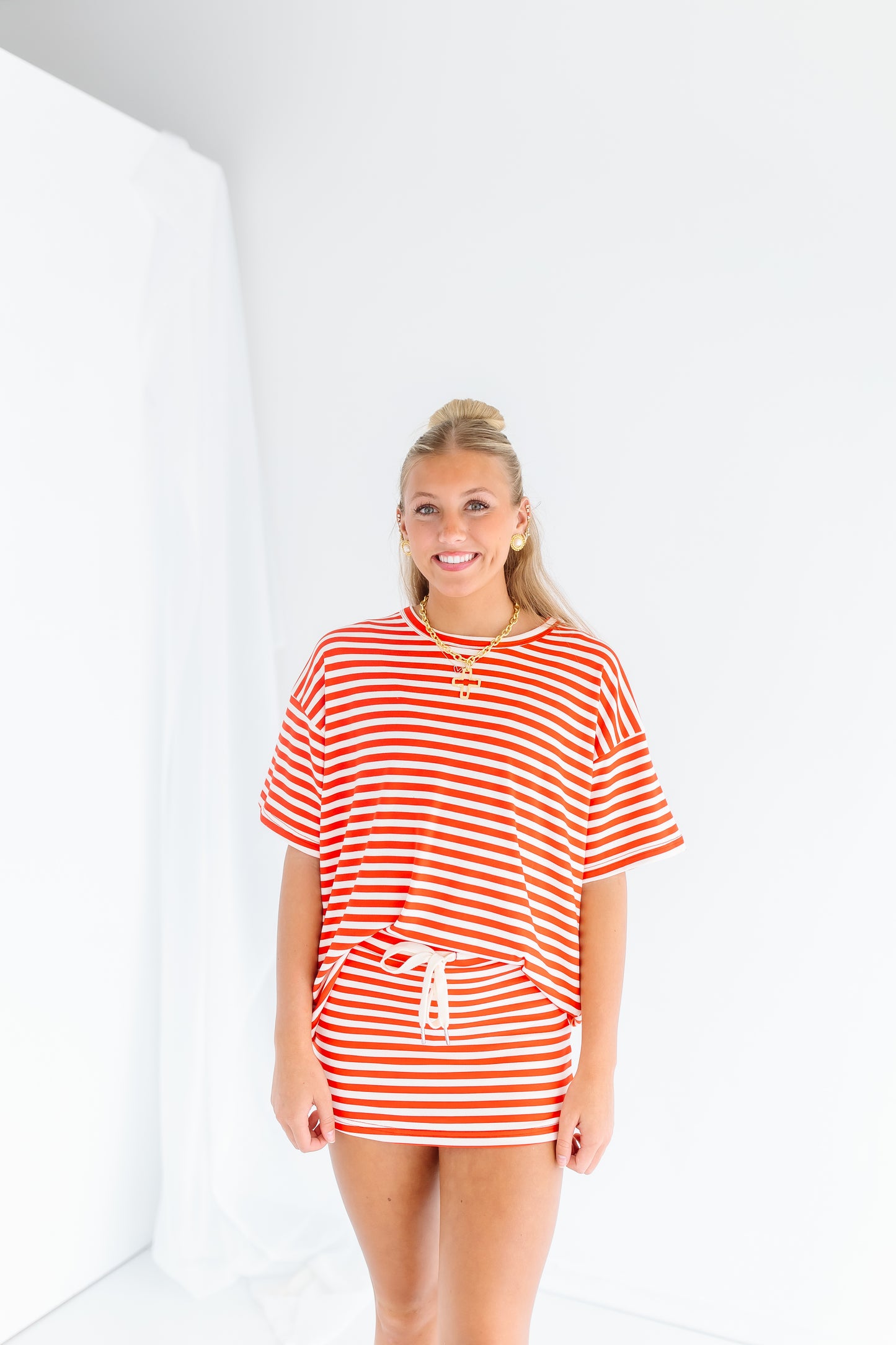 JUMP ON A JET STRIPE MINI SKIRT SET