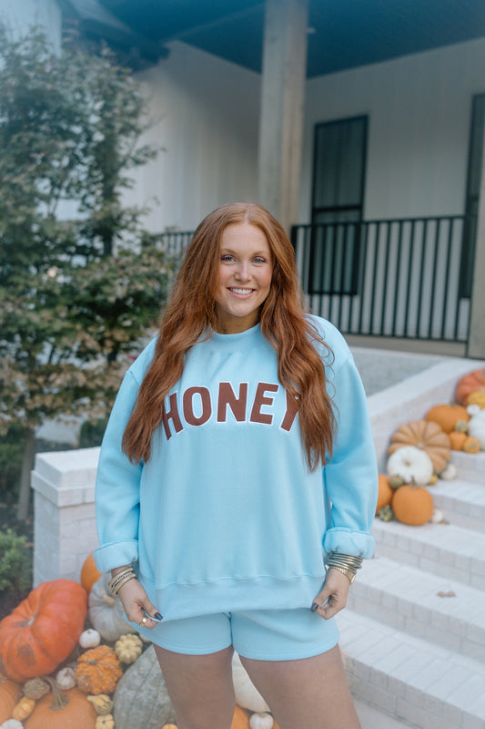 HONEY BROWN AND BLUE MOCKNECK