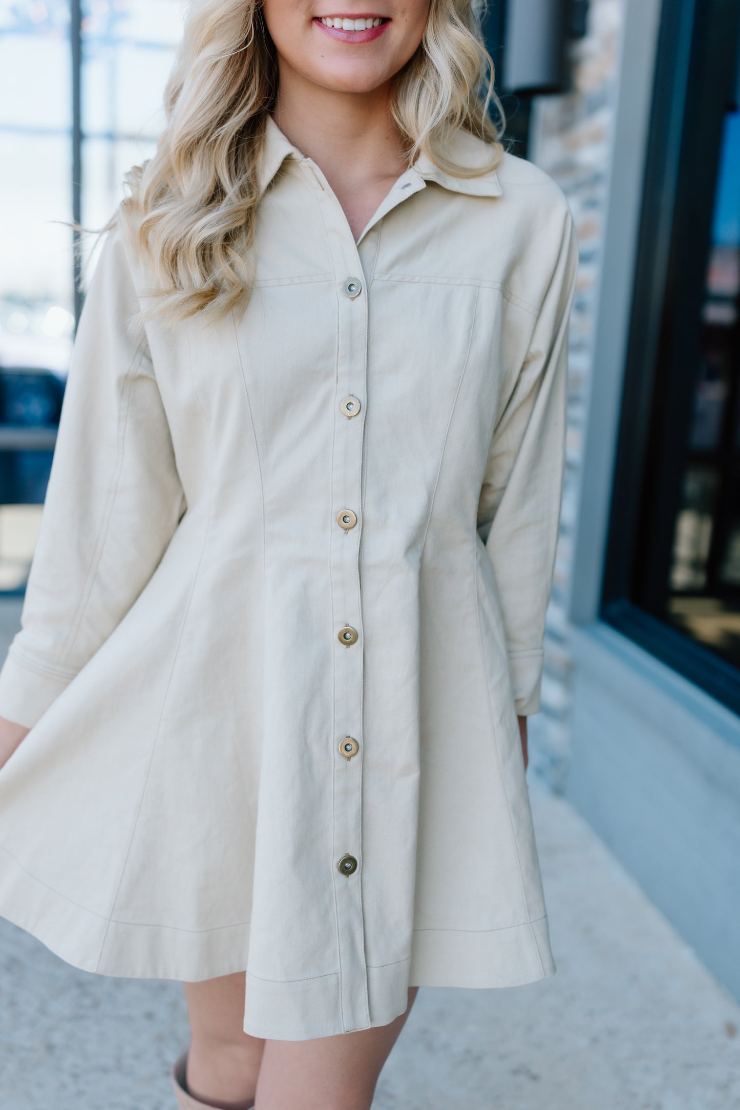 TWILL TOP DETAIL MINI DRESS