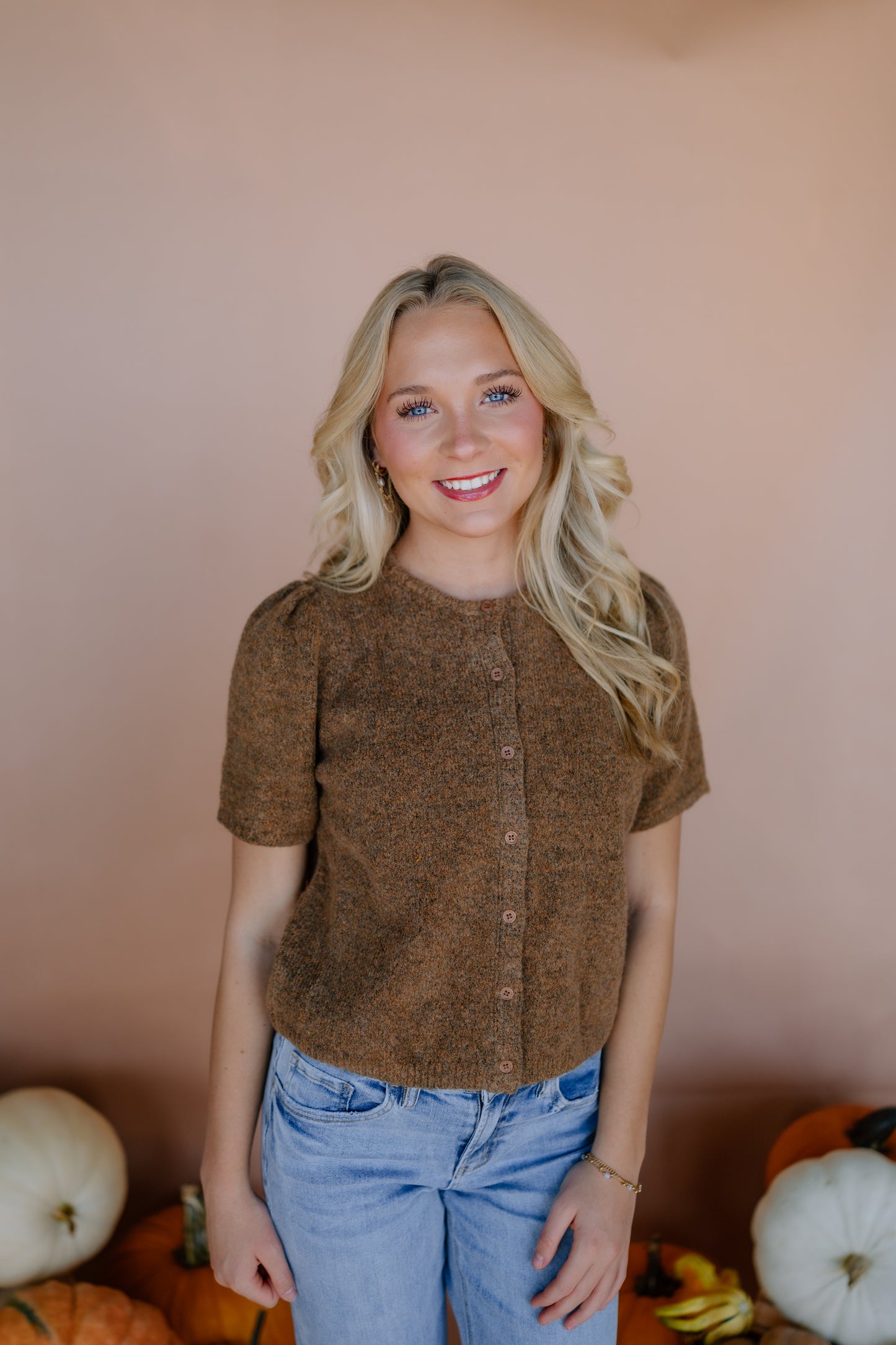 RACHEL PUFF SLEEVE CARDIGAN SWEATER