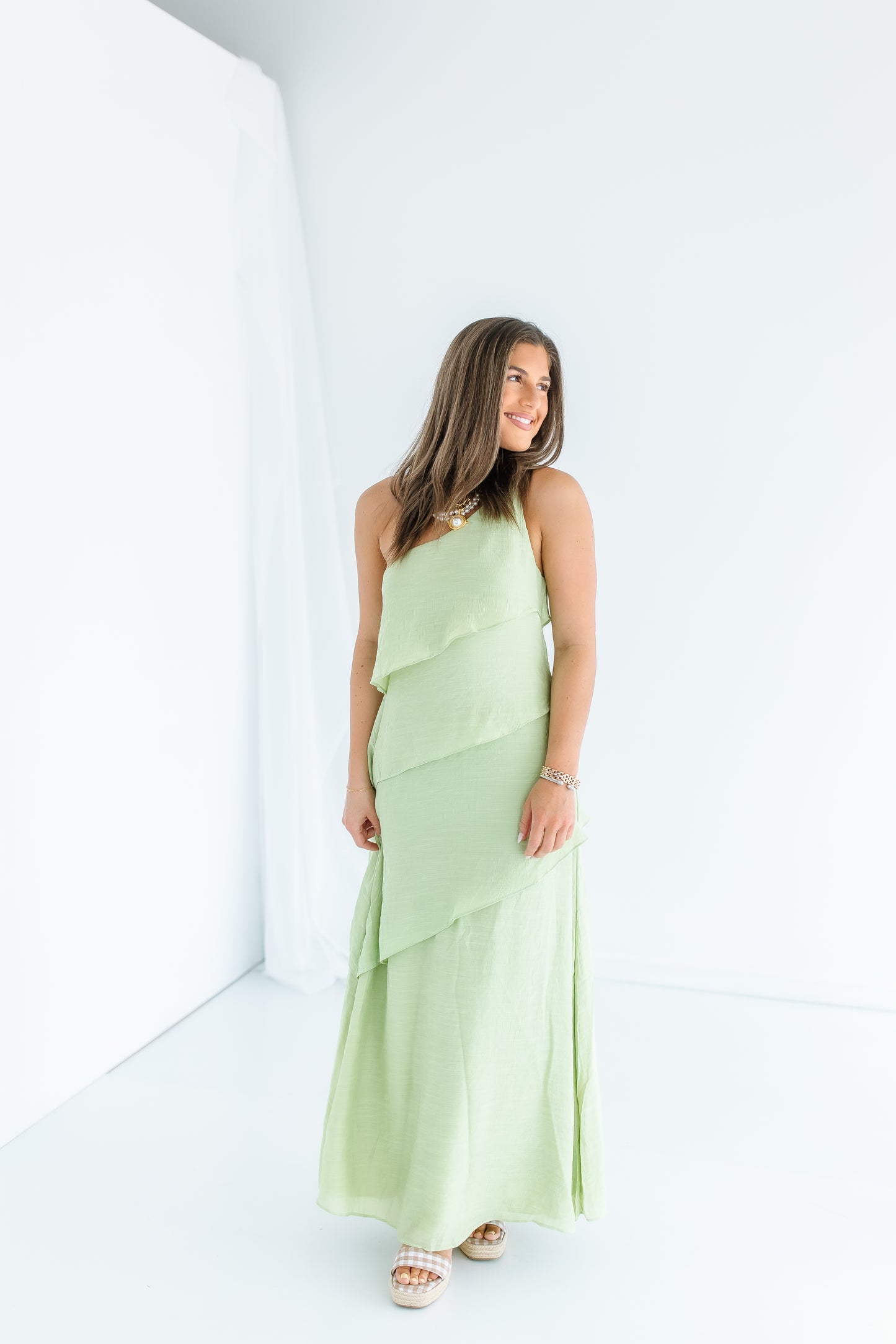 JUST WANNA SEE ONE SHOULDER MAXI DRESS