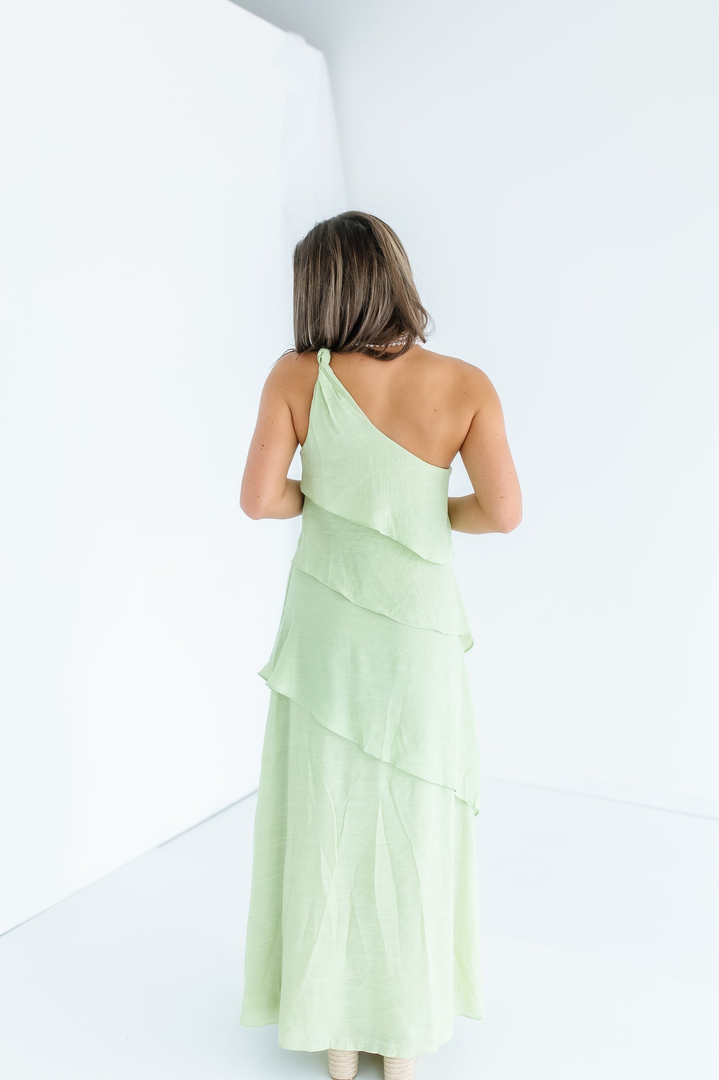 JUST WANNA SEE ONE SHOULDER MAXI DRESS