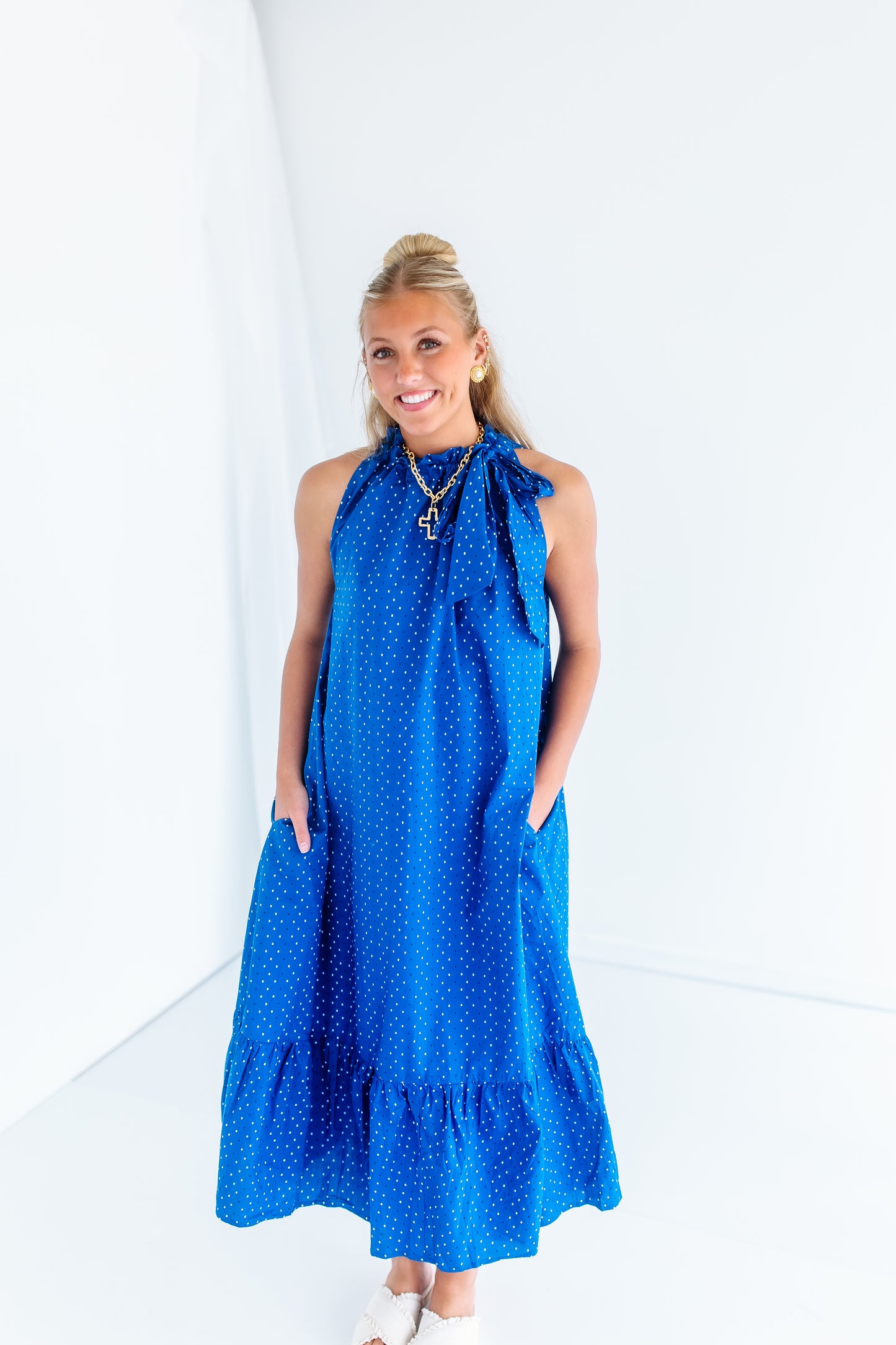 LIVY POLKA DOT MIDI DRESS- 2 COLORS