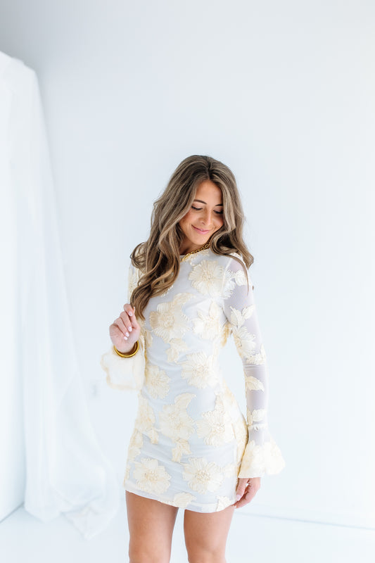 BEACH BABE BELL SLEEVE MINI DRESS
