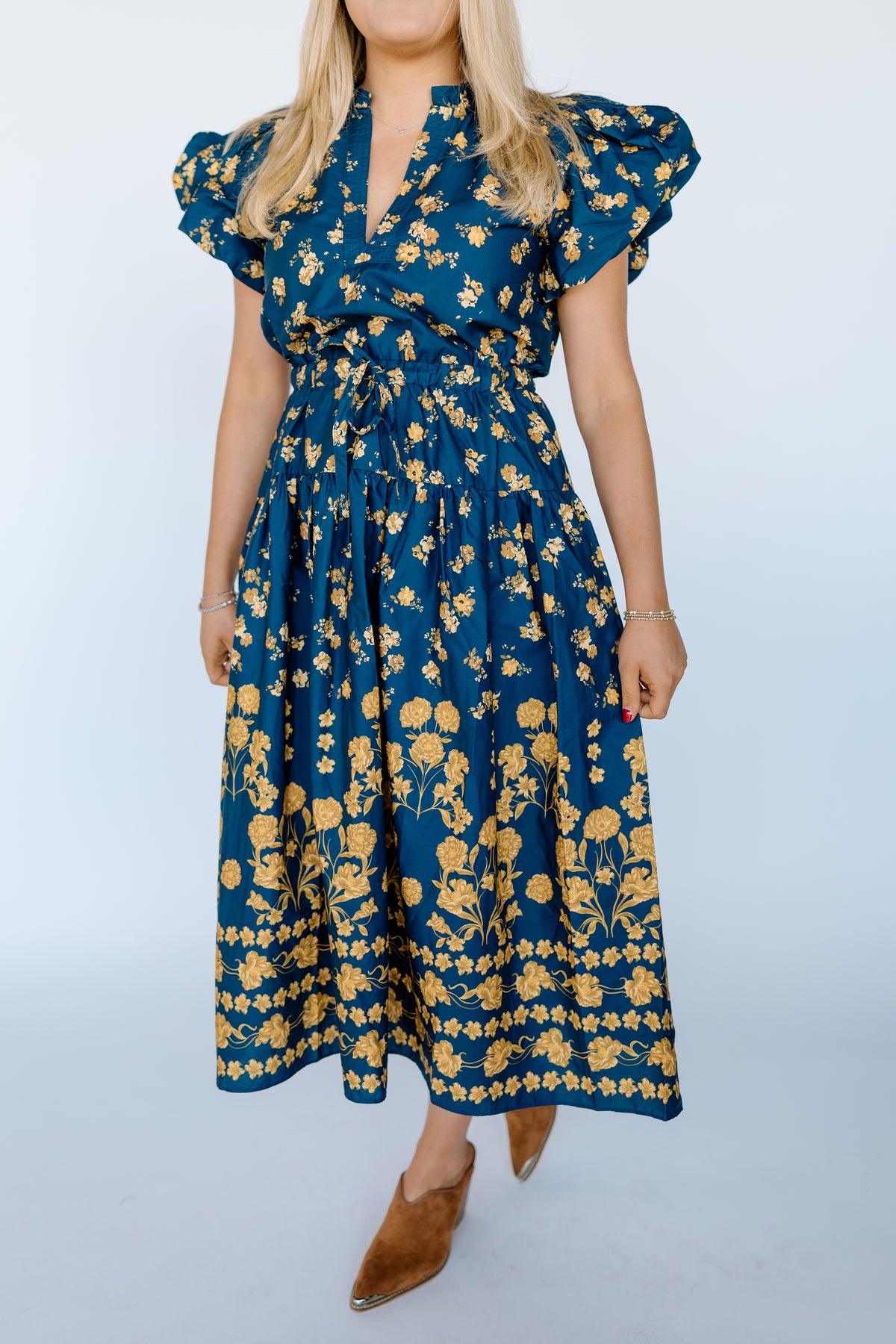 CLARA FLORAL PUFF SLEEVE MIDI DRESS