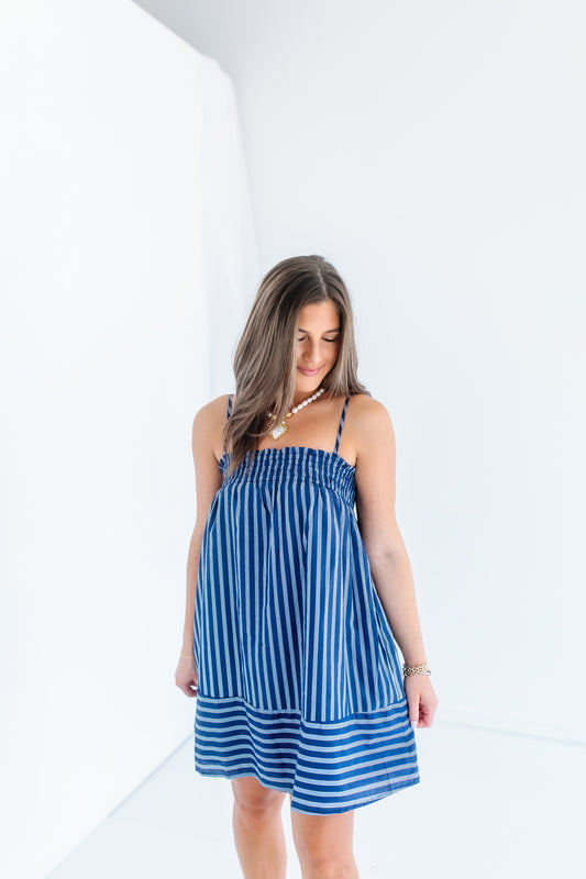POCKET FULL OF SUNSHINE STRIPE SLEEVE MINI DRESS