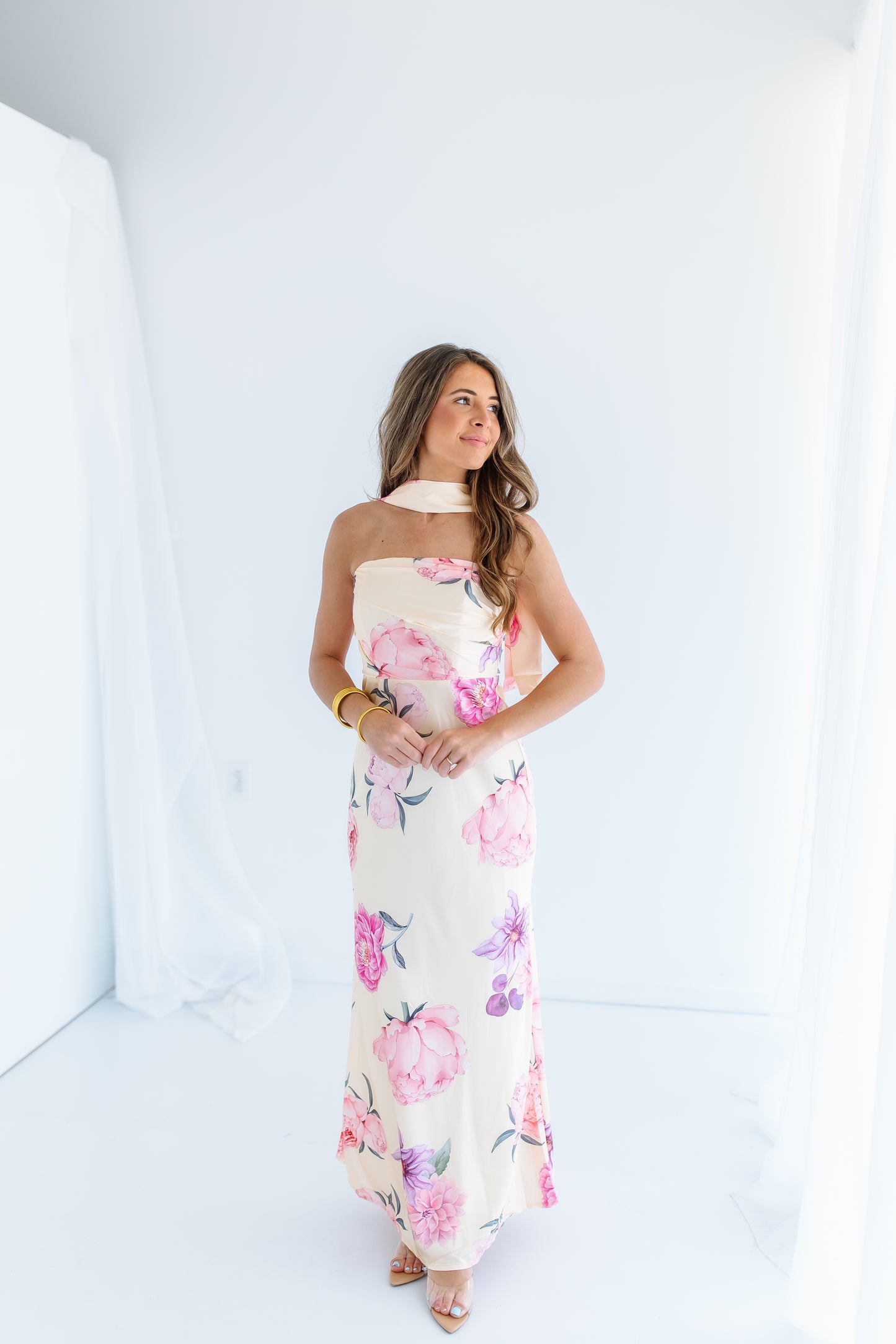 LYLA FLORAL SCARF MAXI DRESS