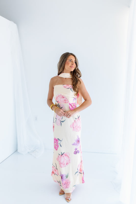 LYLA FLORAL SCARF MAXI DRESS