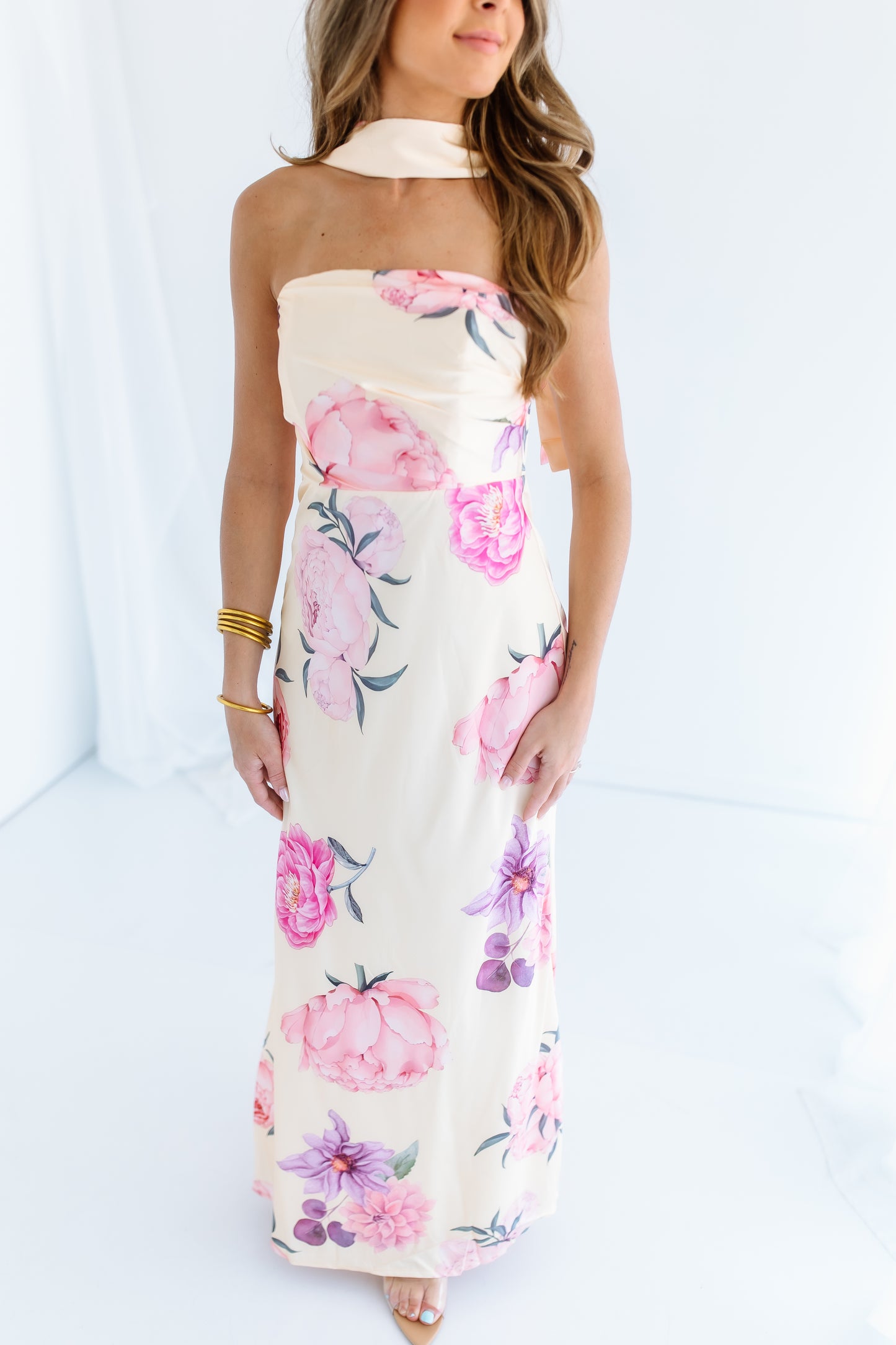 LYLA FLORAL SCARF MAXI DRESS
