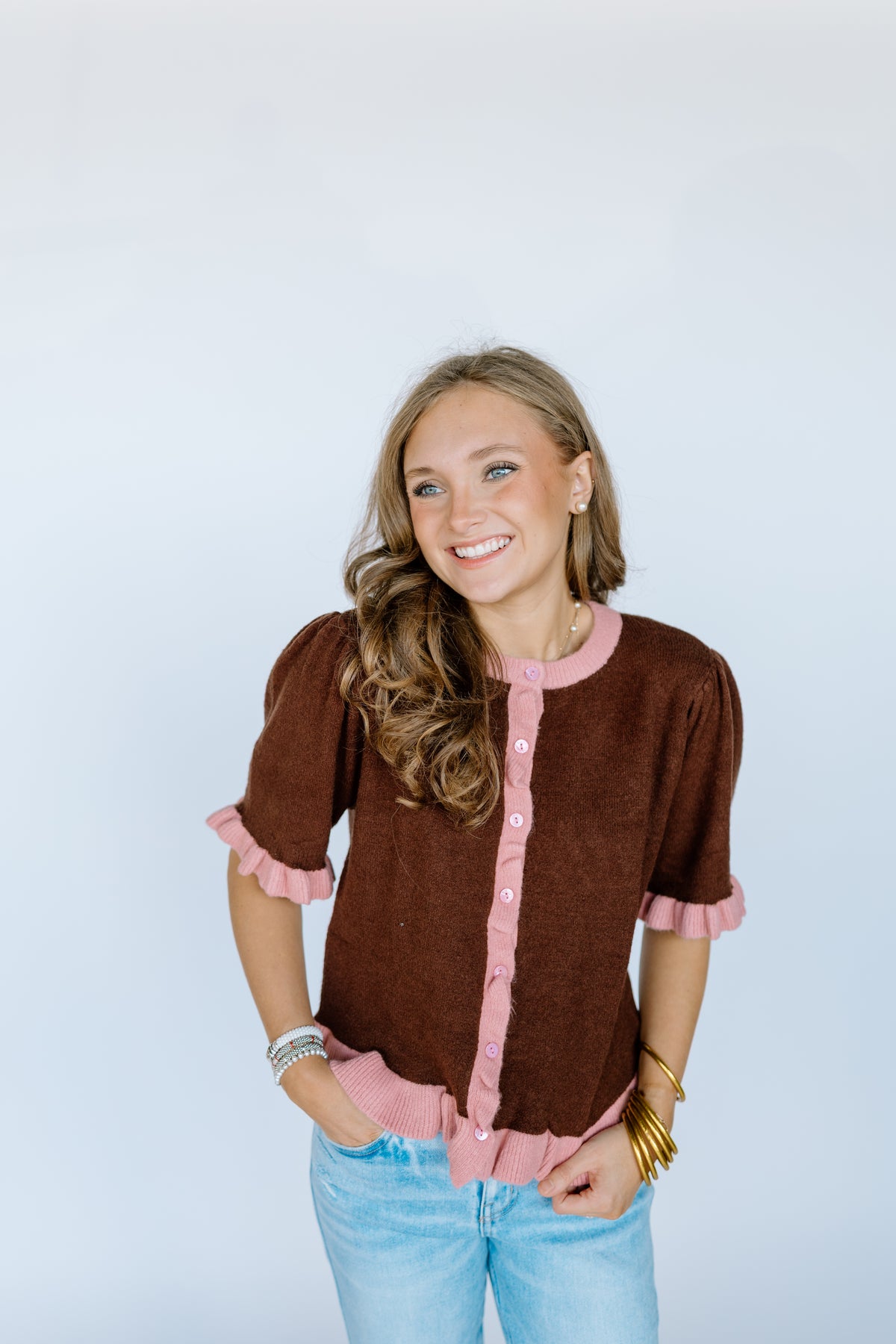 CONTRAST KNIT SWEATER TOP