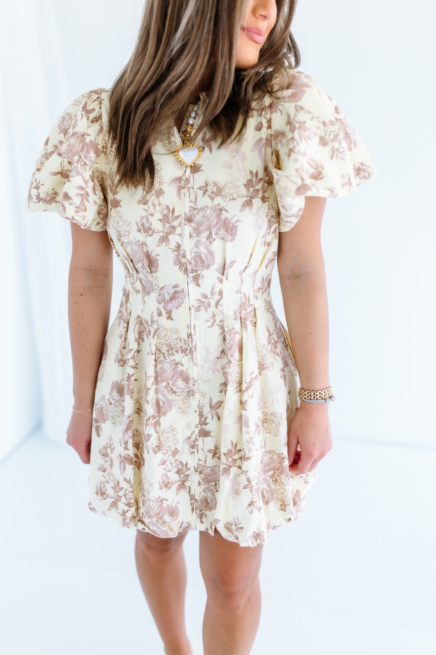 CAMILLE FLORAL BUBBLE HEM MINI DRESS