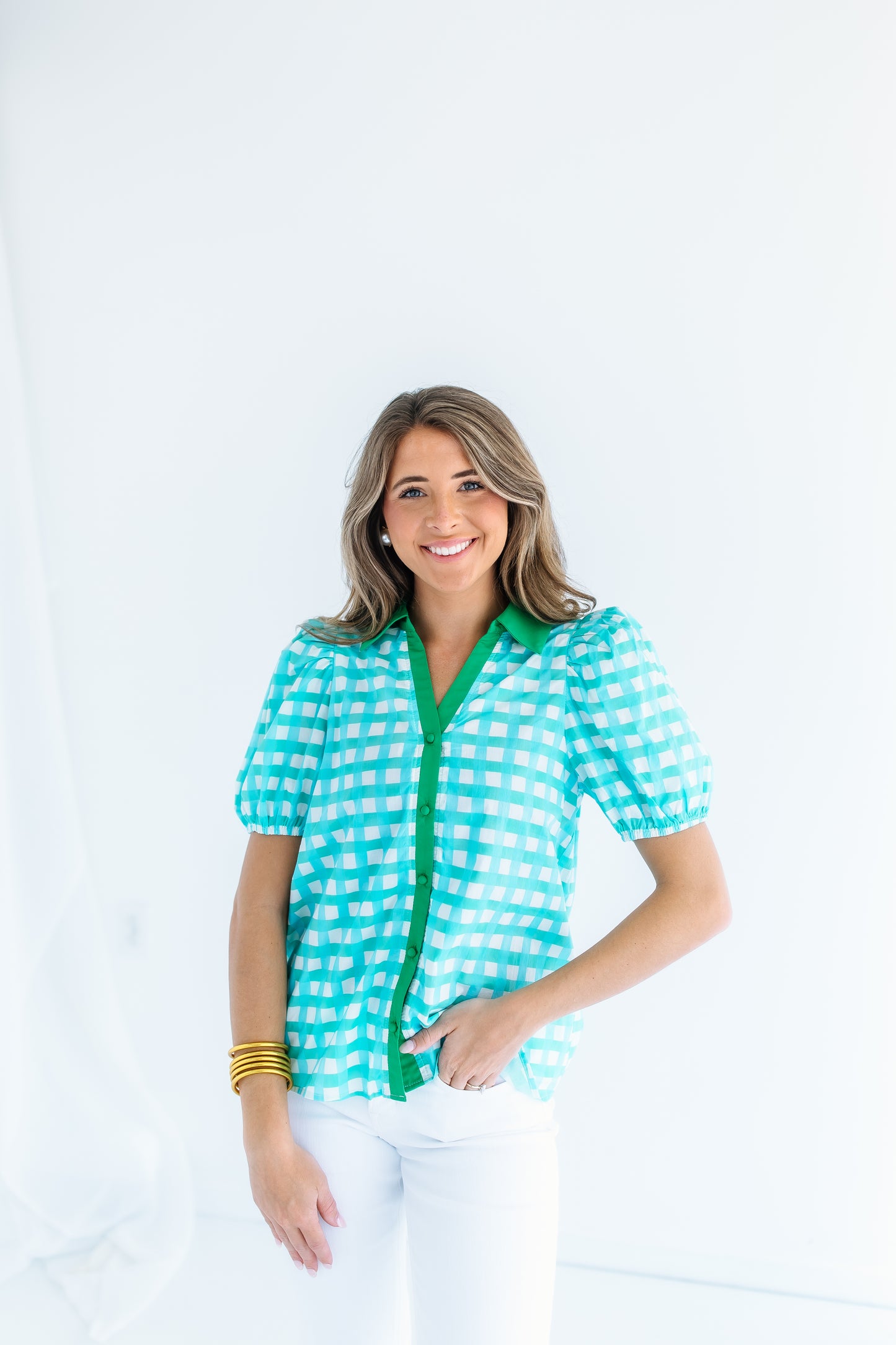MINTY FRESH CHECK TOP