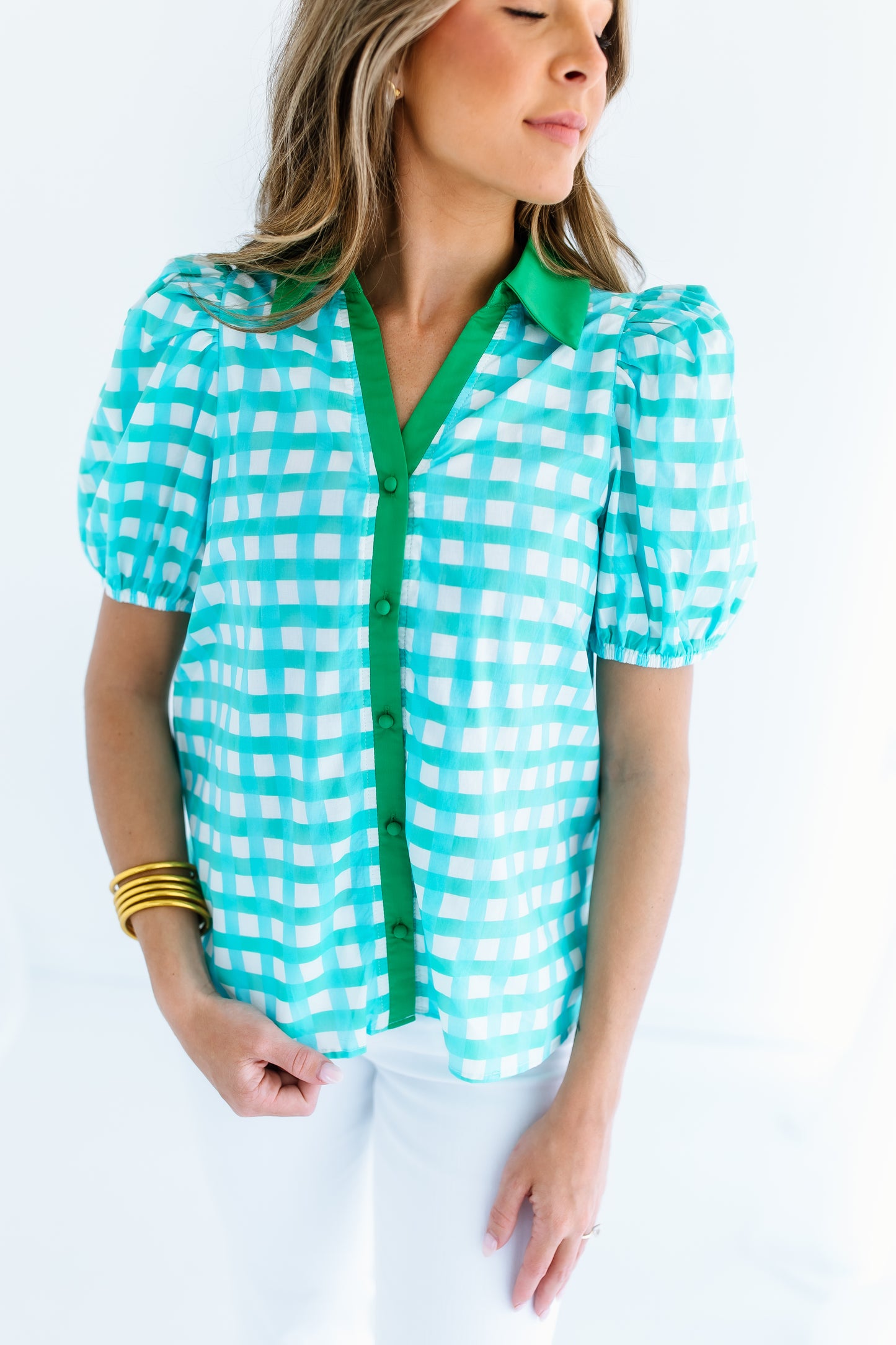 MINTY FRESH CHECK TOP