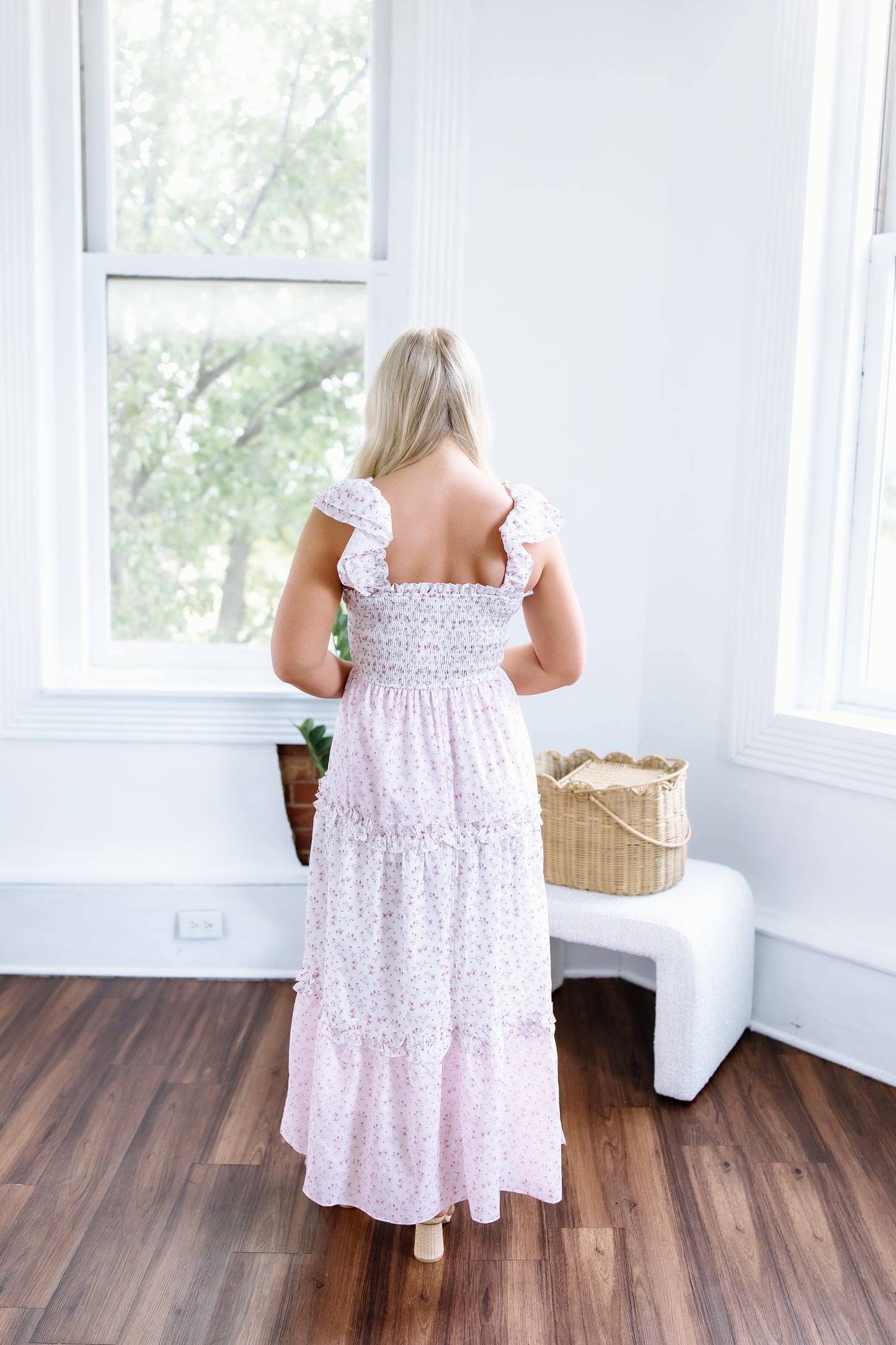 DITSY FLORAL RUFFLE SLEEVE MAXI DRESS