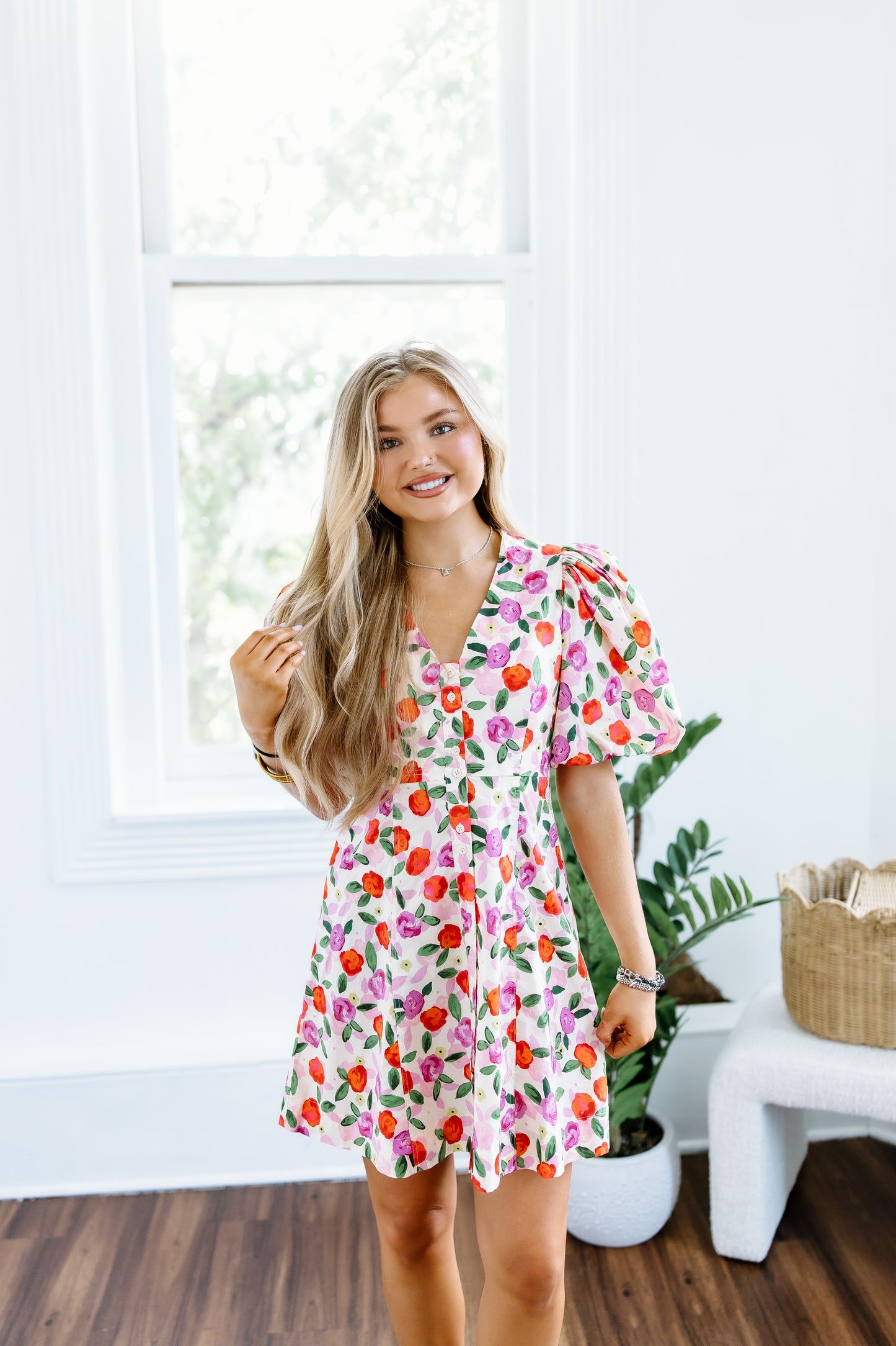 THEODORE FLORAL PRINT MINI DRESS