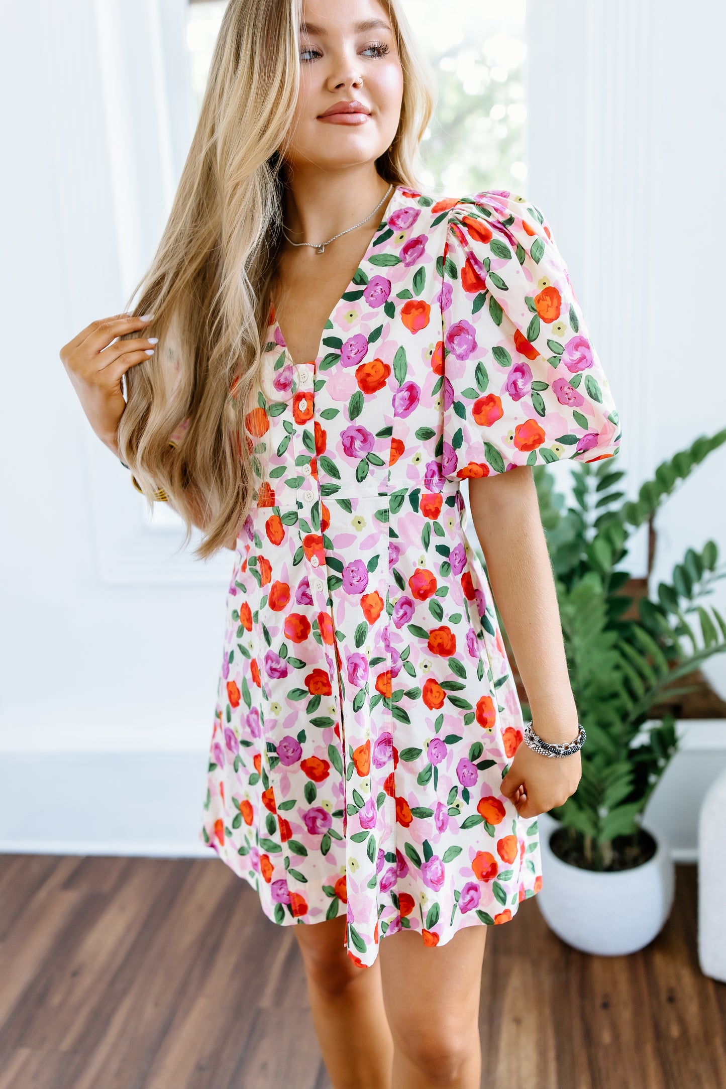 THEODORE FLORAL PRINT MINI DRESS