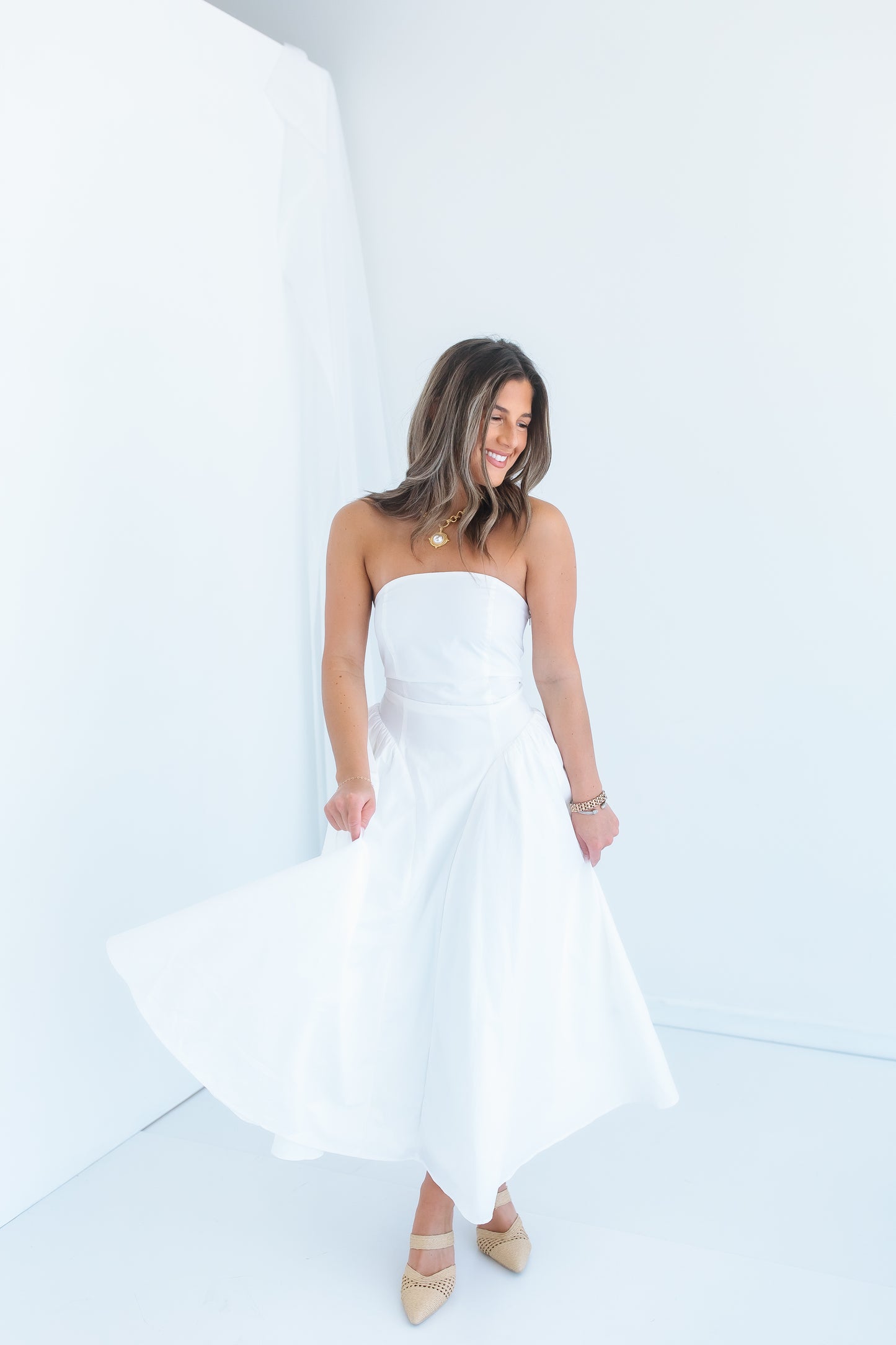 POPLIN CORSET MIDI DRESS-2 COLORS