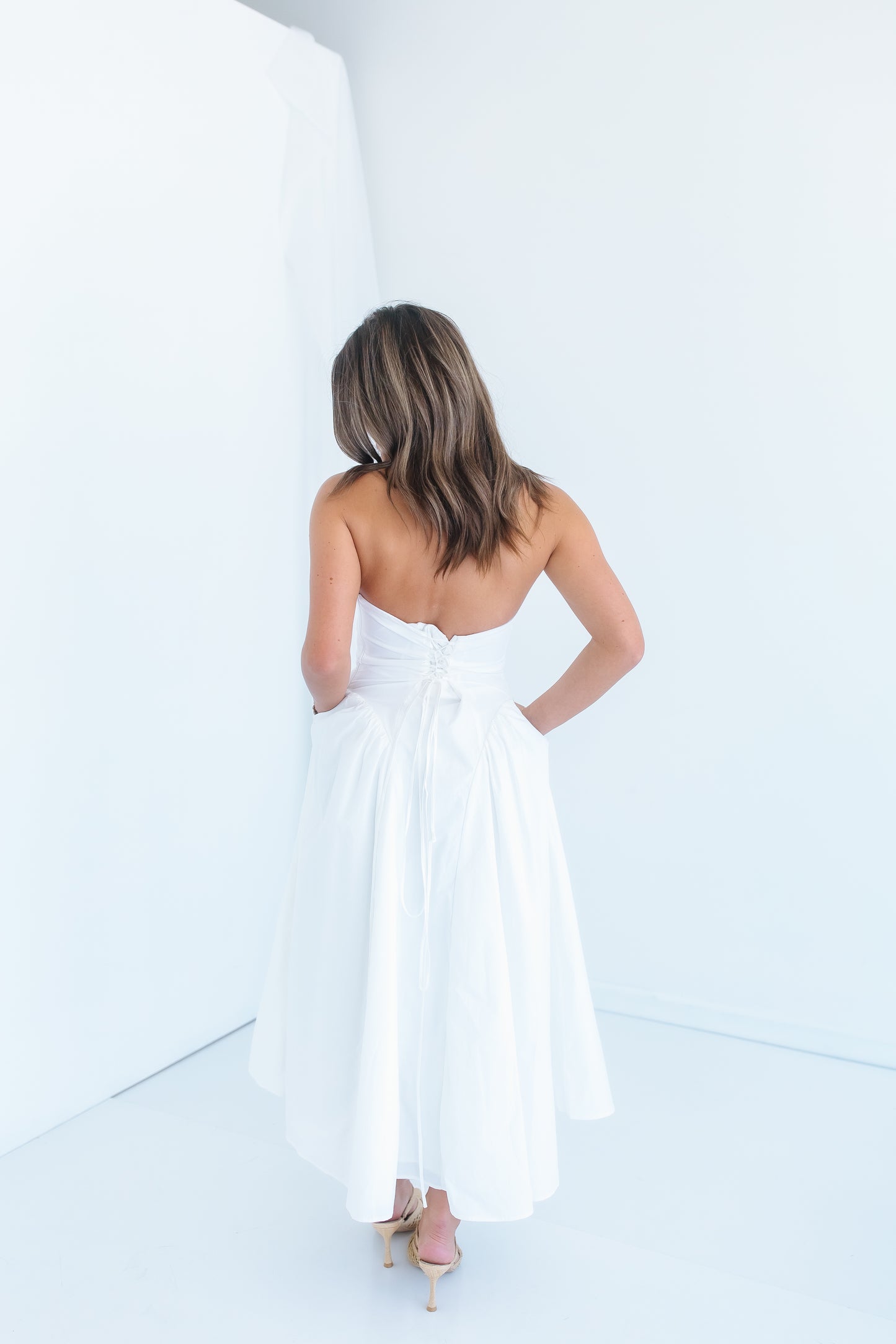 POPLIN CORSET MIDI DRESS-2 COLORS