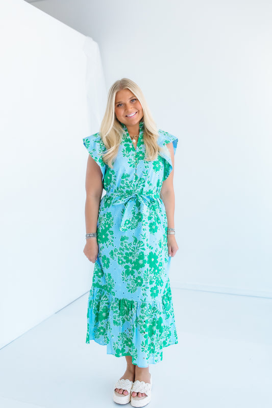 ON TOP FLORAL MIDI DRESS