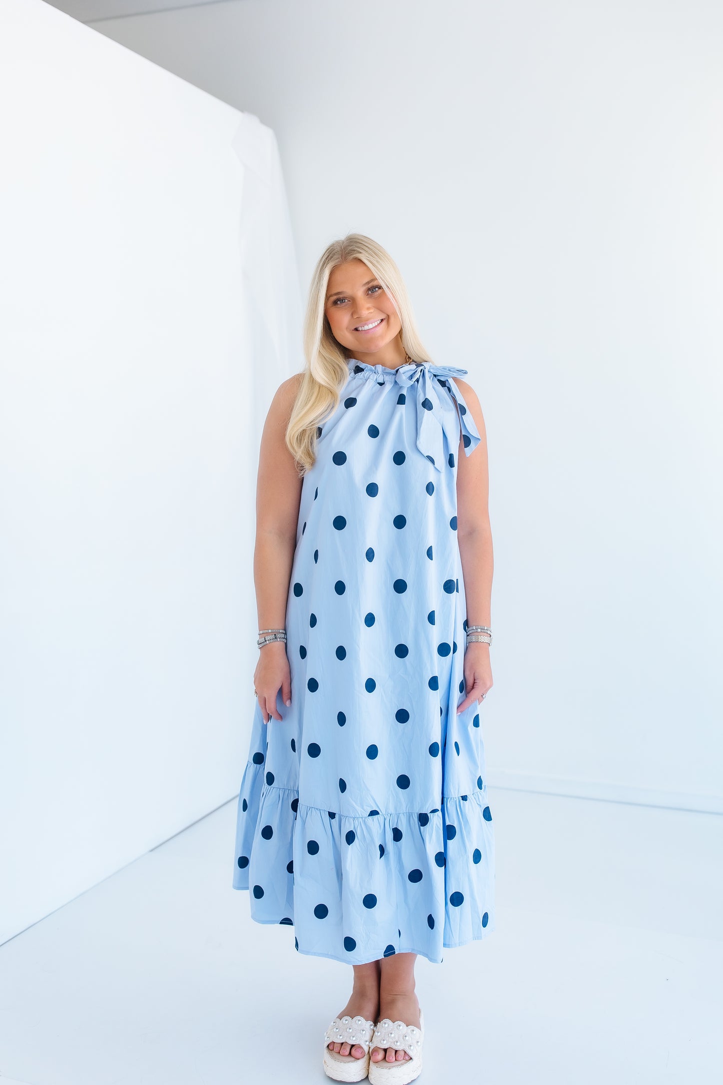 THE ROYAL POLKA DOT MIDI DRESS