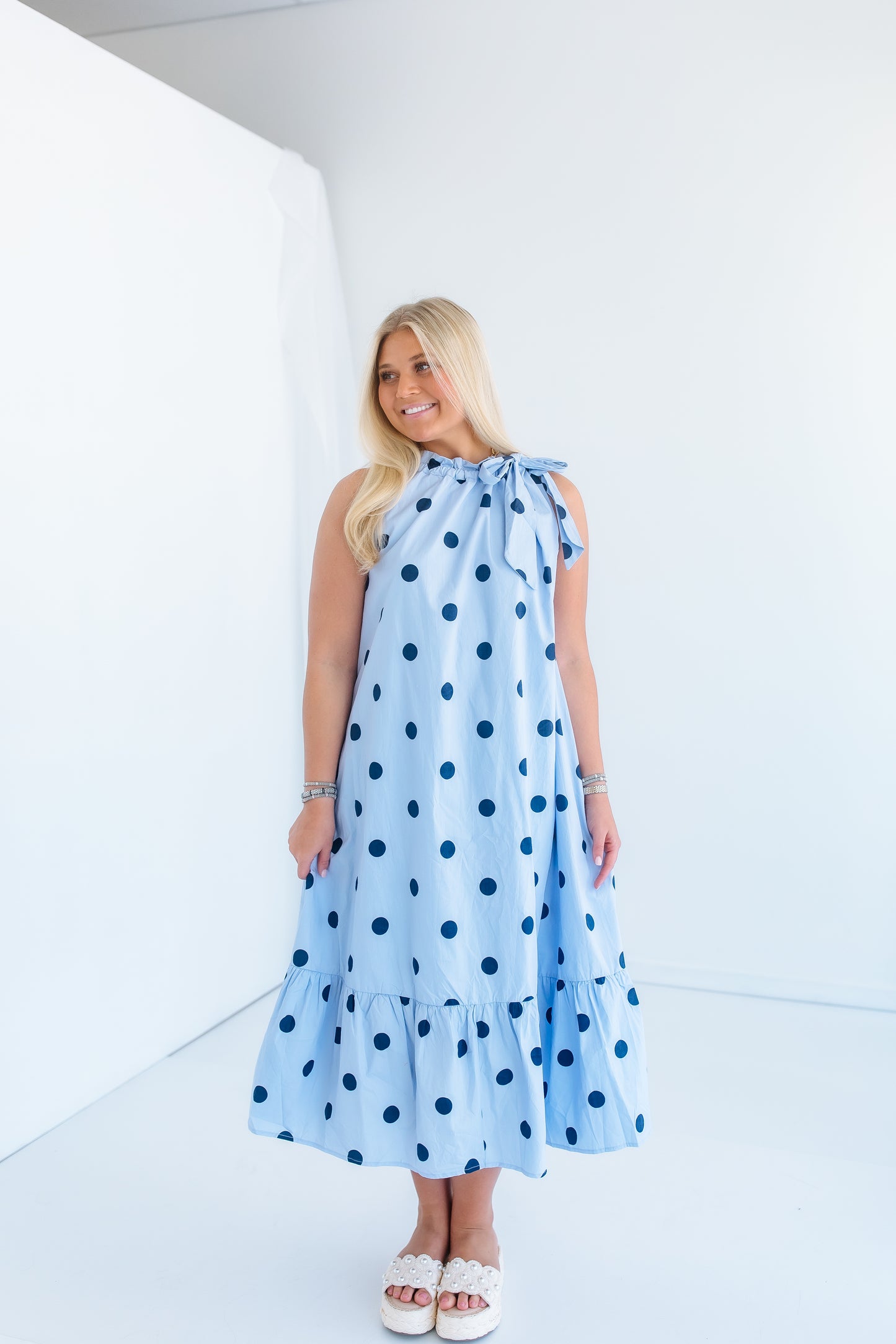 THE ROYAL POLKA DOT MIDI DRESS