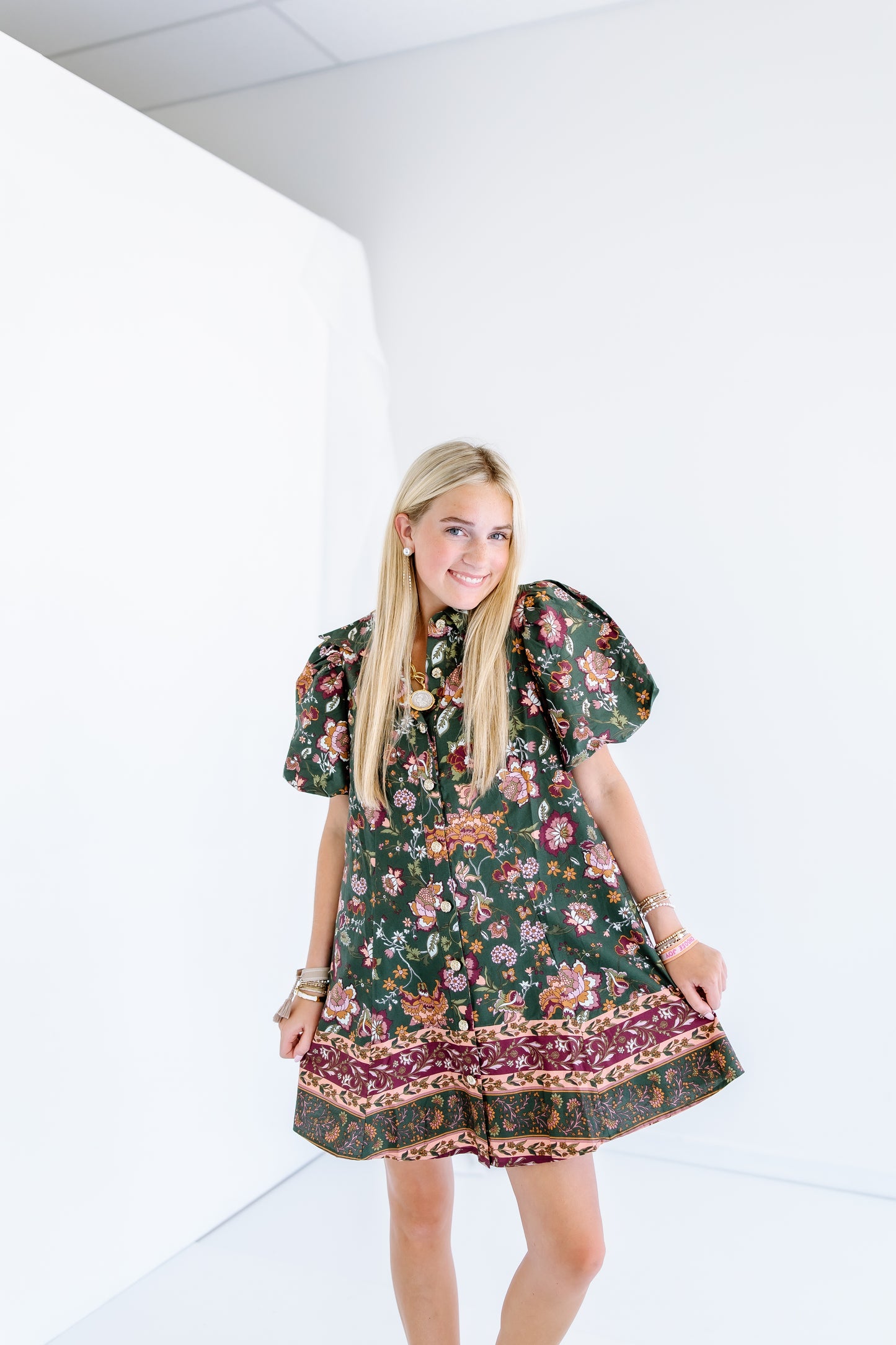 LYDIA FLORAL PUFF SLEEVE MINI DRESS