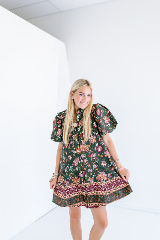 LYDIA FLORAL PUFF SLEEVE MINI DRESS