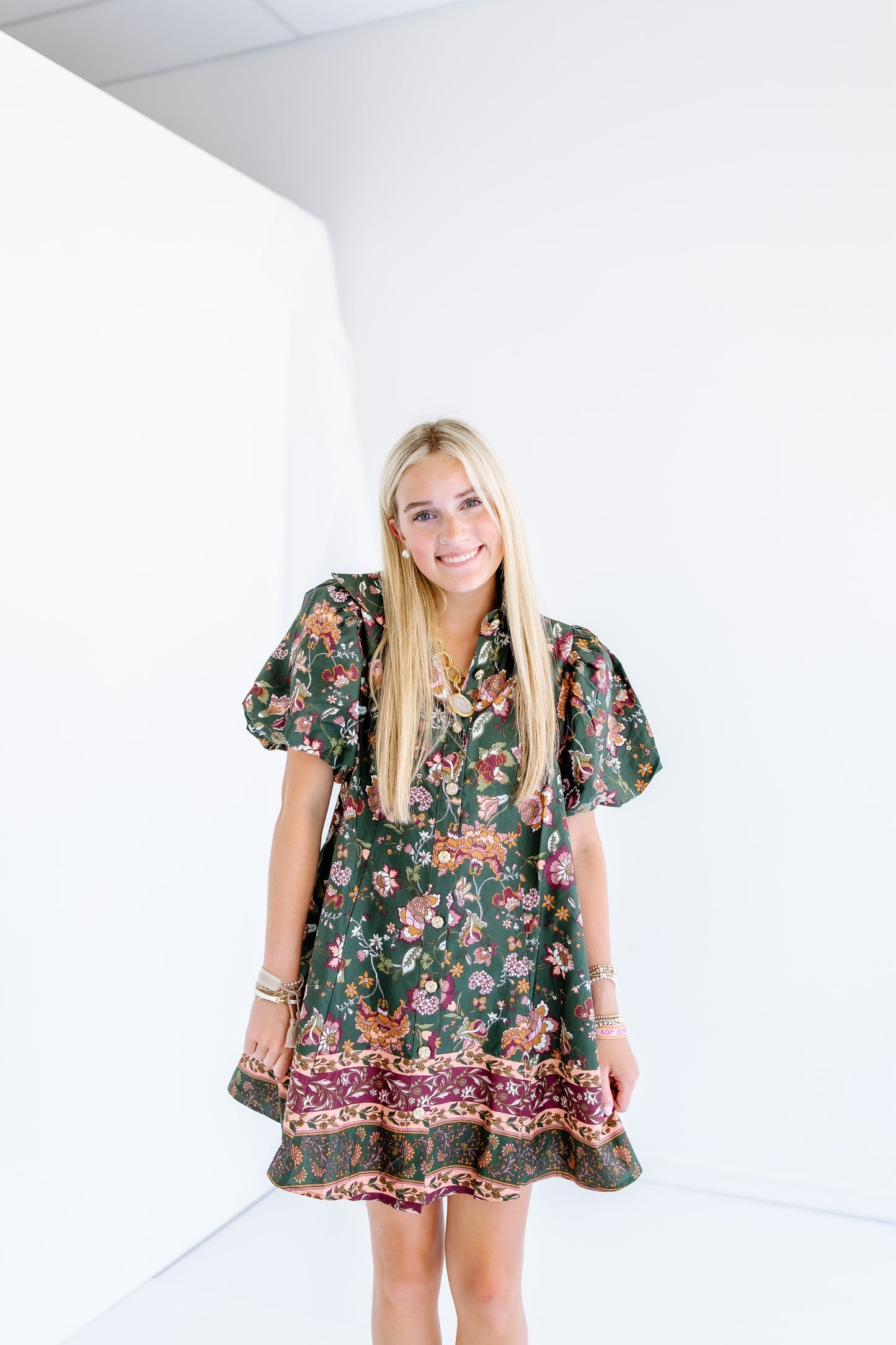 LYDIA FLORAL PUFF SLEEVE MINI DRESS