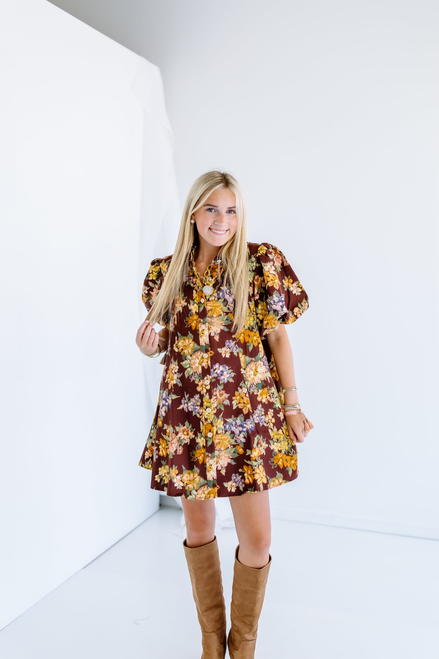 JOSIE FLORAL PUFF SLEEVE MINI DRESS