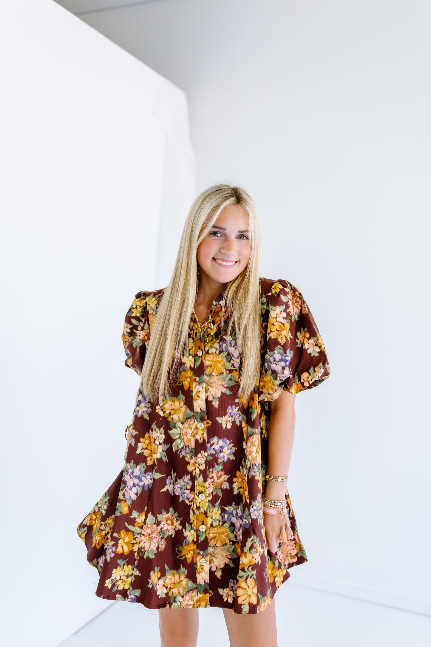 JOSIE FLORAL PUFF SLEEVE MINI DRESS