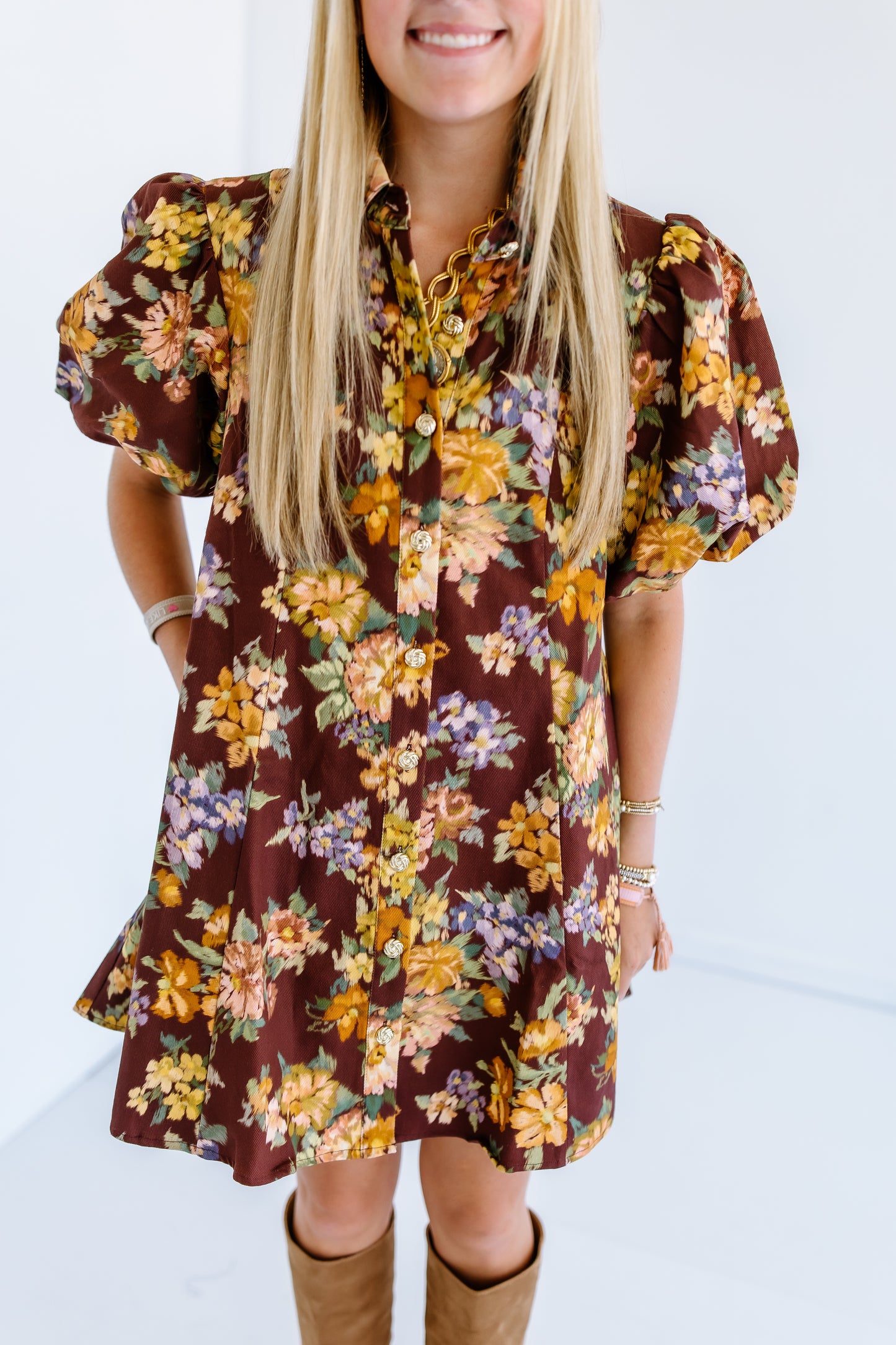 JOSIE FLORAL PUFF SLEEVE MINI DRESS