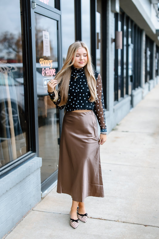 CHAMPAGNE PROBLEMS MIDI SKIRT