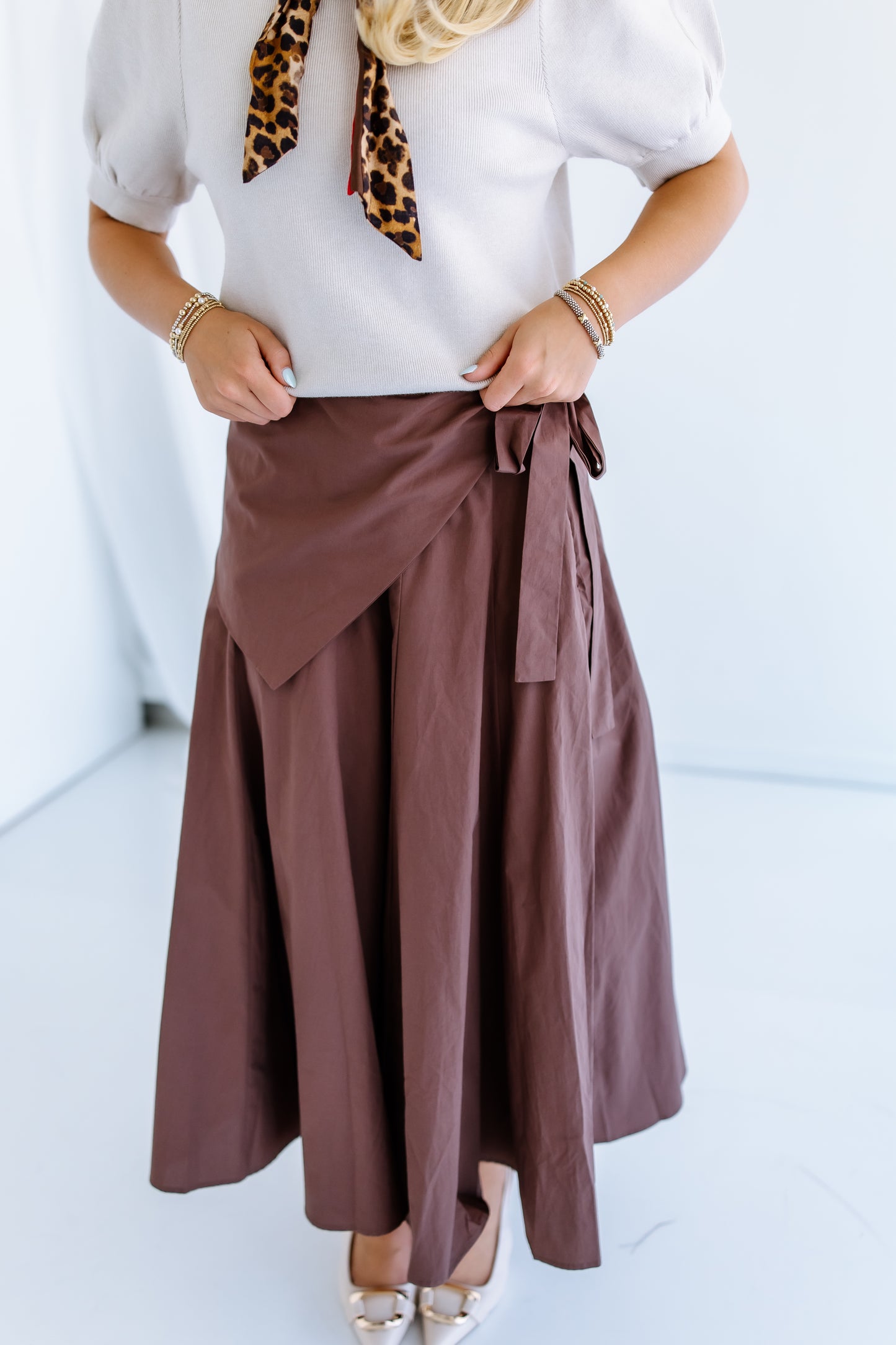 COTTON FLOWY MIDI SKIRT