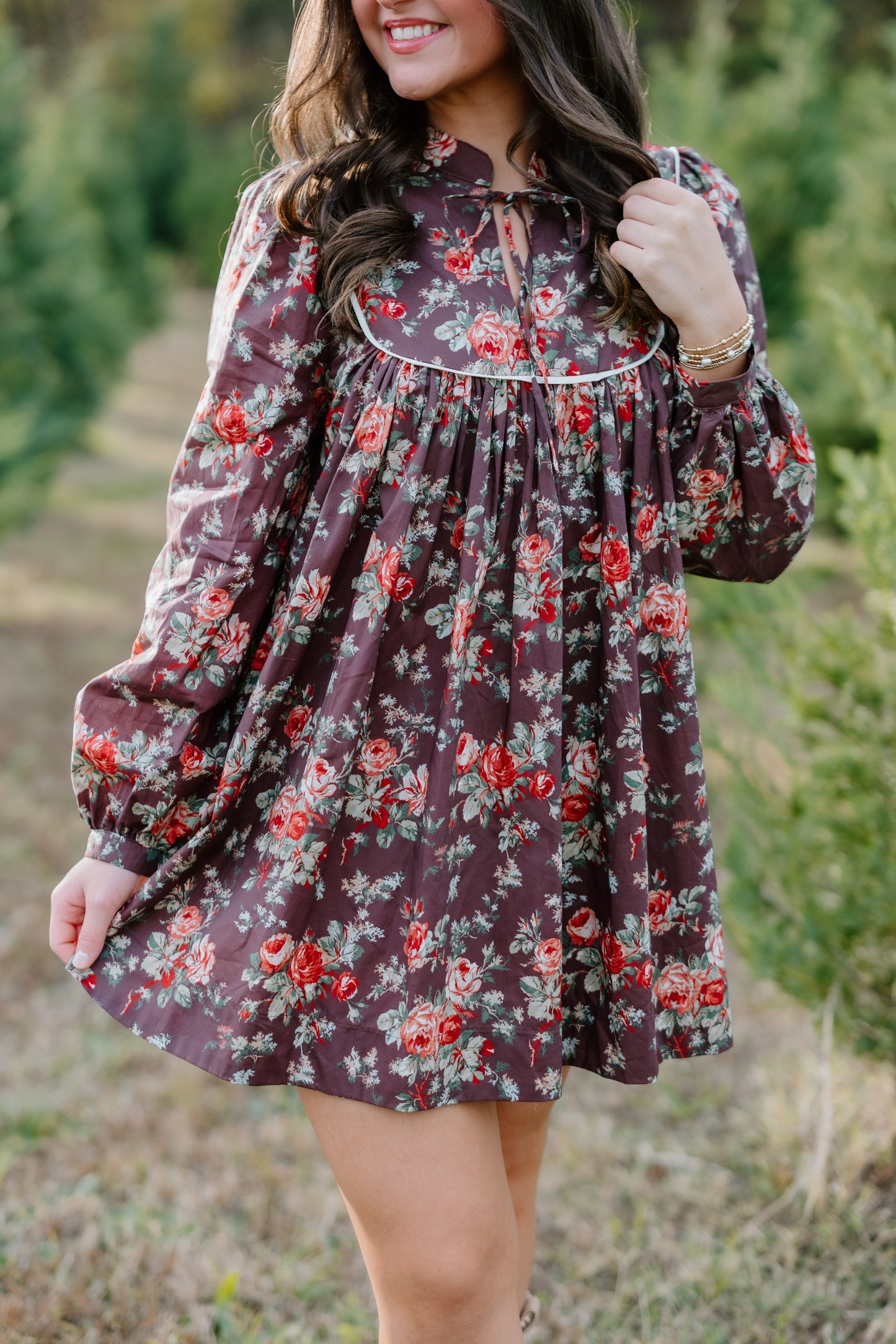 COOLER WEATHER FLORAL MINI DRESS